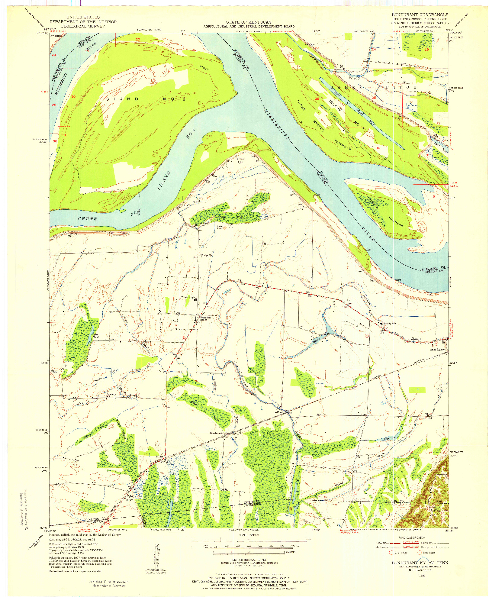 USGS 1:24000-SCALE QUADRANGLE FOR BONDURANT, KY 1951