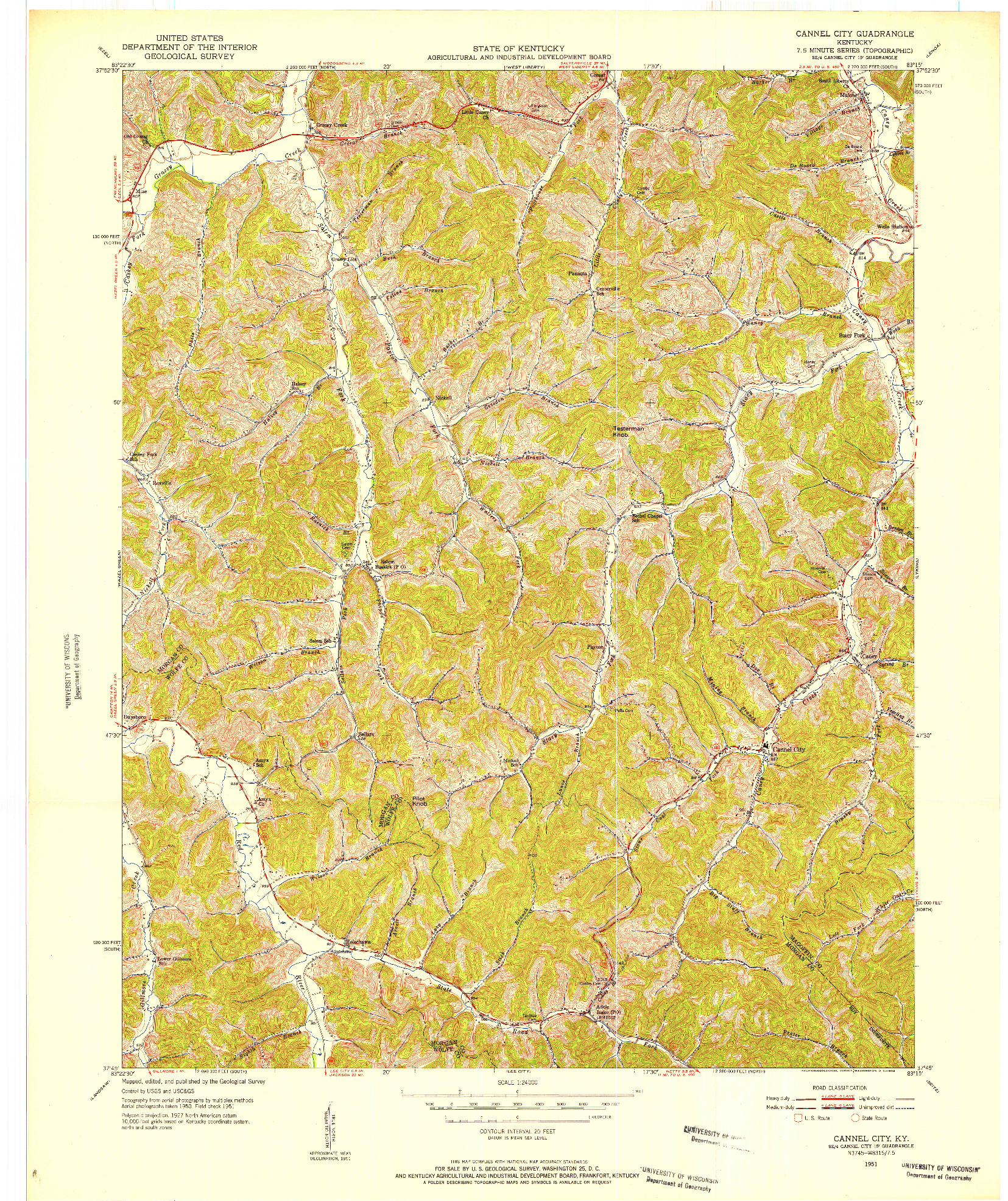 USGS 1:24000-SCALE QUADRANGLE FOR CANNEL CITY, KY 1951
