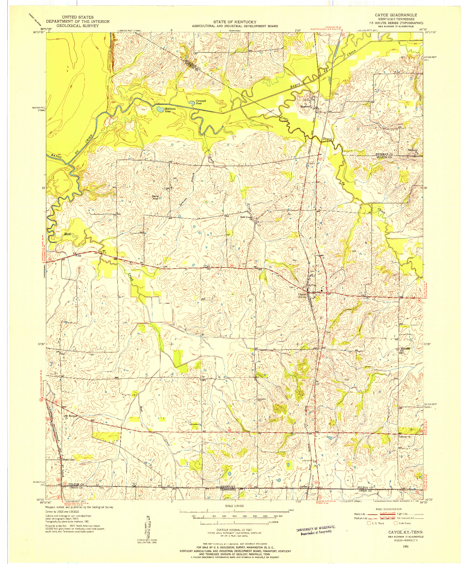 USGS 1:24000-SCALE QUADRANGLE FOR CAYCE, KY 1951