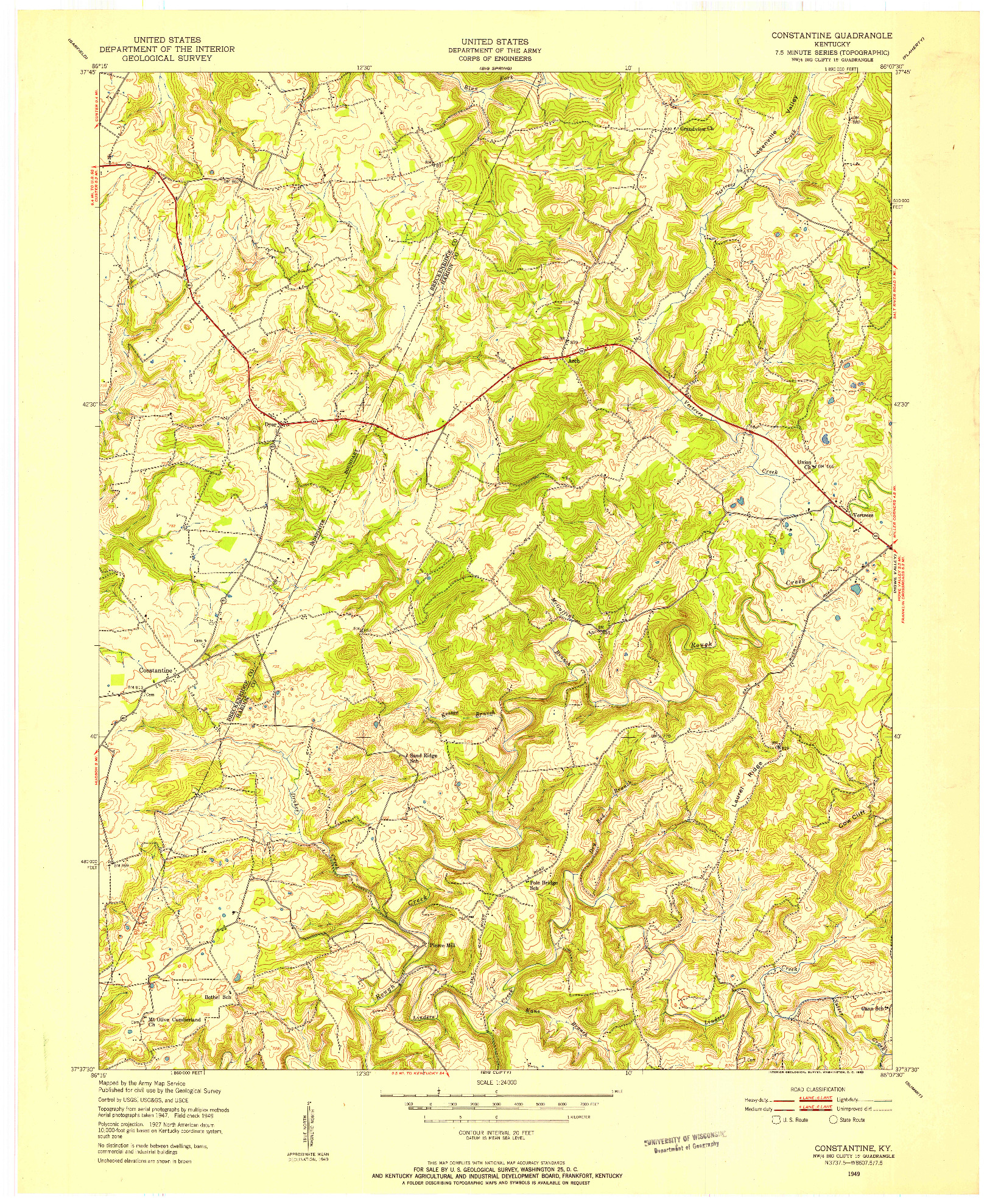 USGS 1:24000-SCALE QUADRANGLE FOR CONSTANTINE, KY 1949