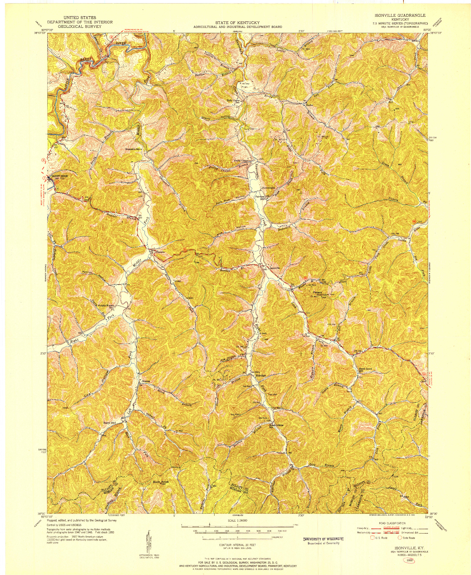 USGS 1:24000-SCALE QUADRANGLE FOR ISONVILLE, KY 1950