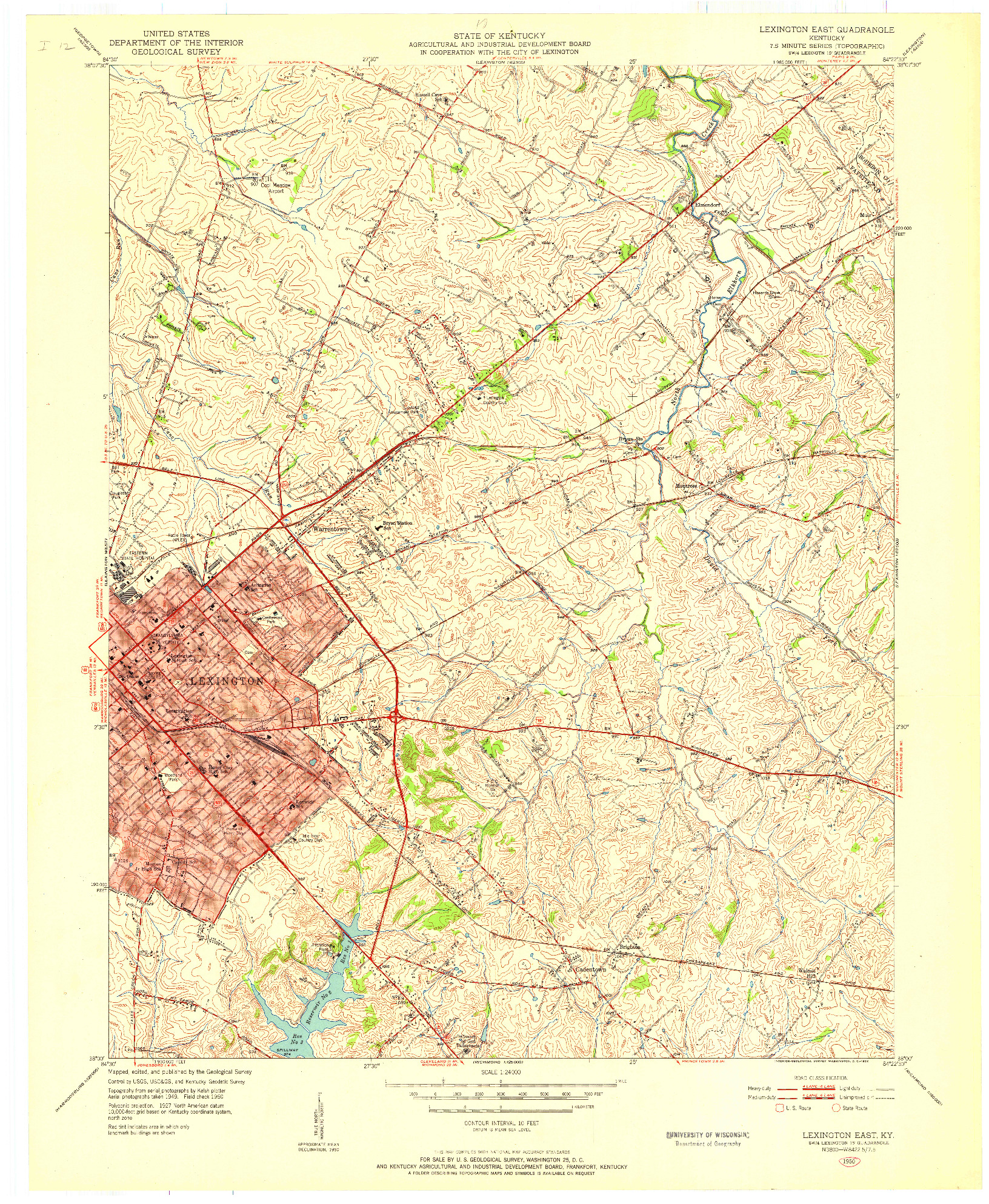 USGS 1:24000-SCALE QUADRANGLE FOR LEXINGTON EAST, KY 1950
