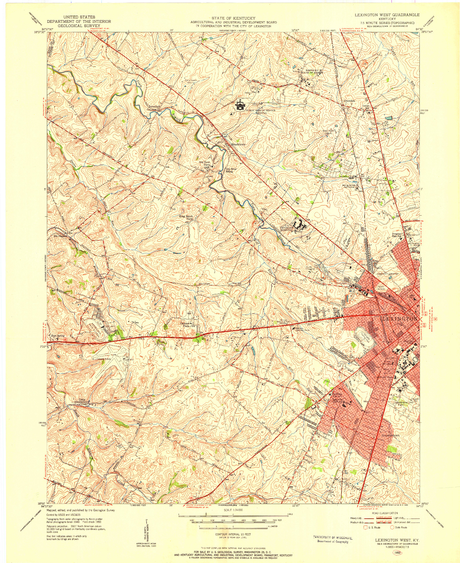 USGS 1:24000-SCALE QUADRANGLE FOR LEXINGTON WEST, KY 1950
