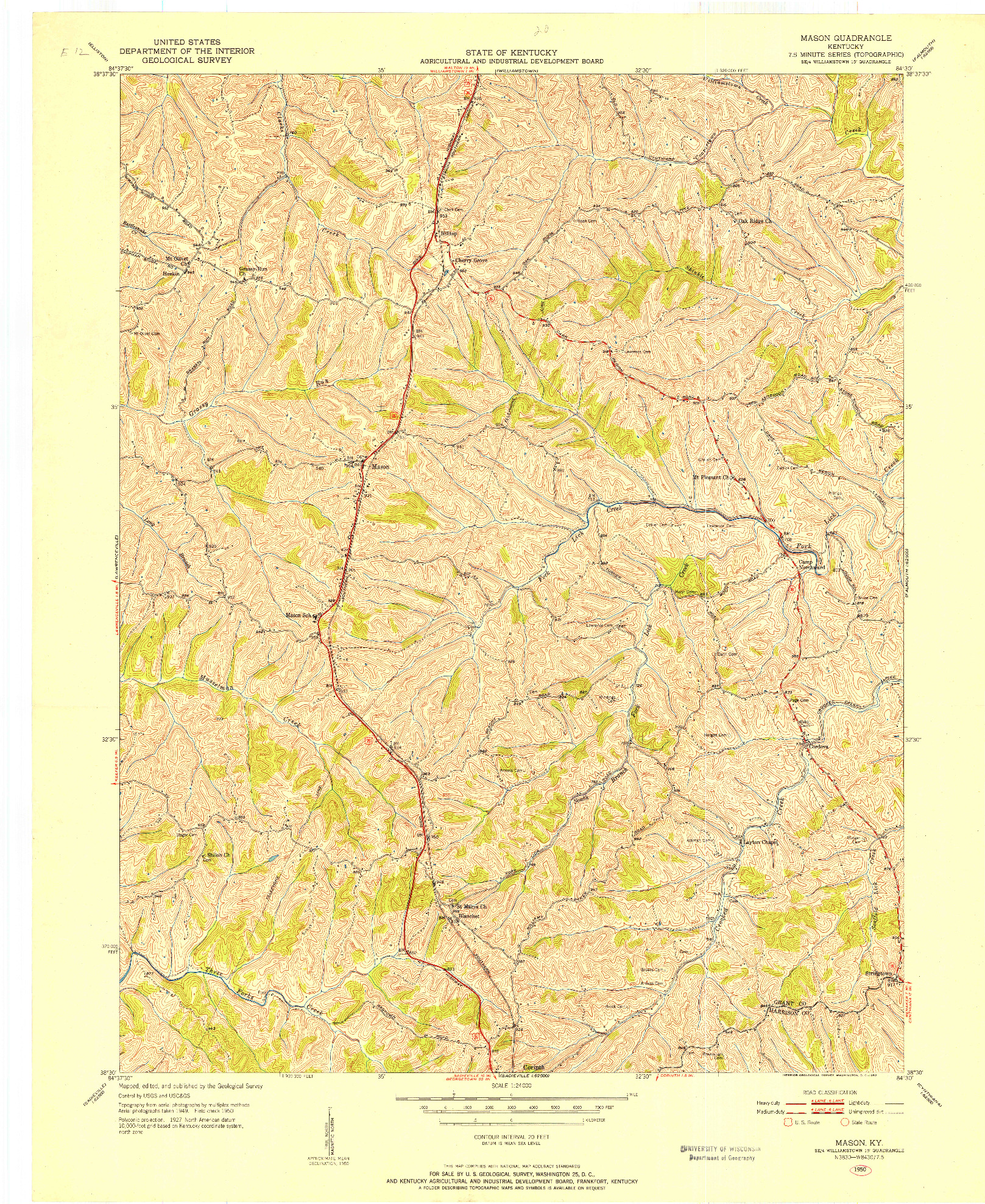 USGS 1:24000-SCALE QUADRANGLE FOR MASON, KY 1950