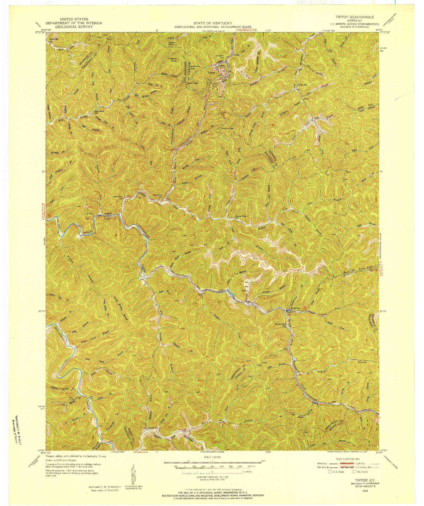 USGS 1:24000-SCALE QUADRANGLE FOR TIPTOP, KY 1951