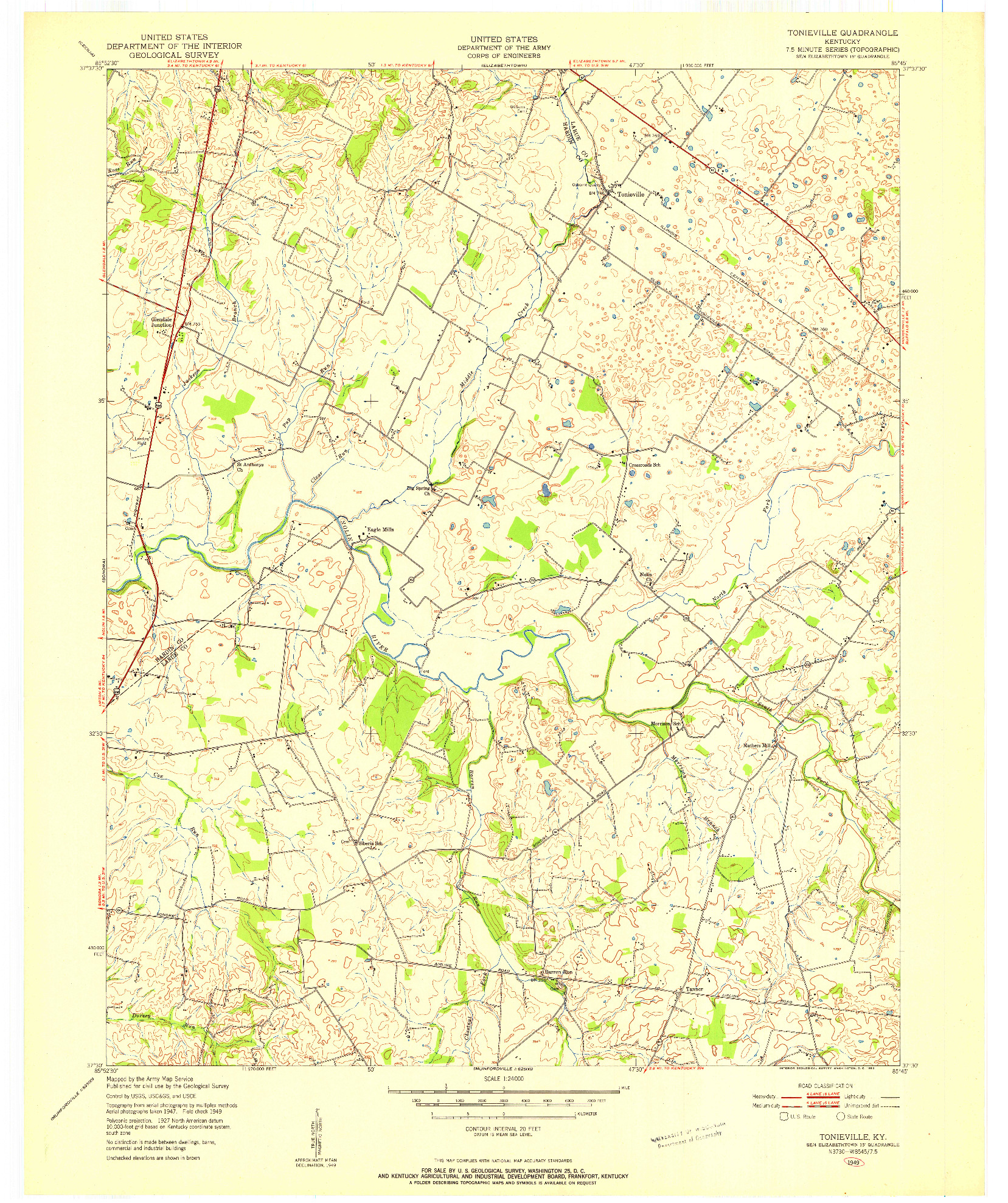USGS 1:24000-SCALE QUADRANGLE FOR TONIEVILLE, KY 1949