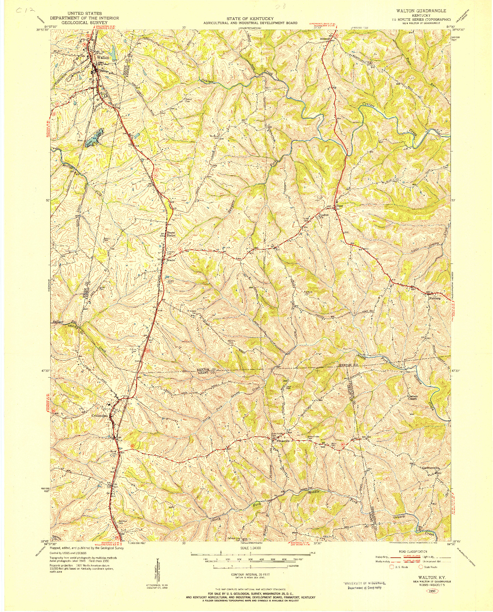 USGS 1:24000-SCALE QUADRANGLE FOR WALTON, KY 1950