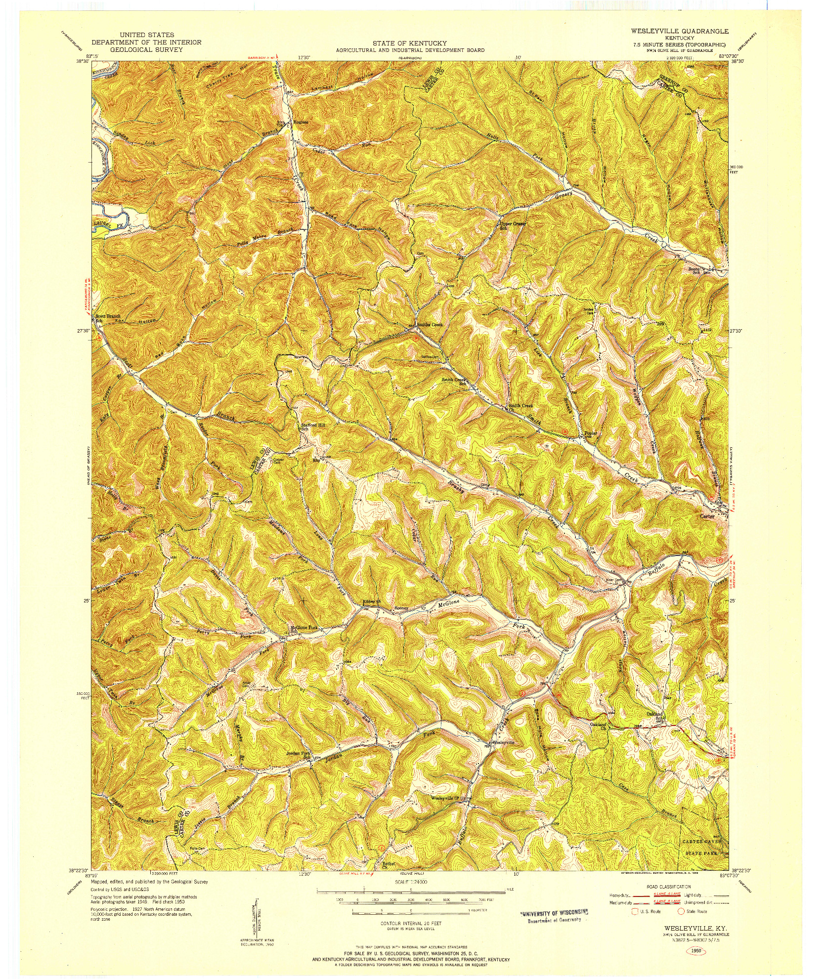USGS 1:24000-SCALE QUADRANGLE FOR WESLEYVILLE, KY 1950
