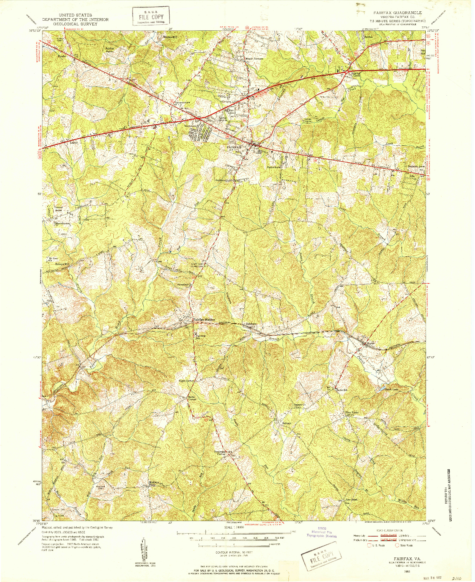USGS 1:24000-SCALE QUADRANGLE FOR FAIRFAX, VA 1951