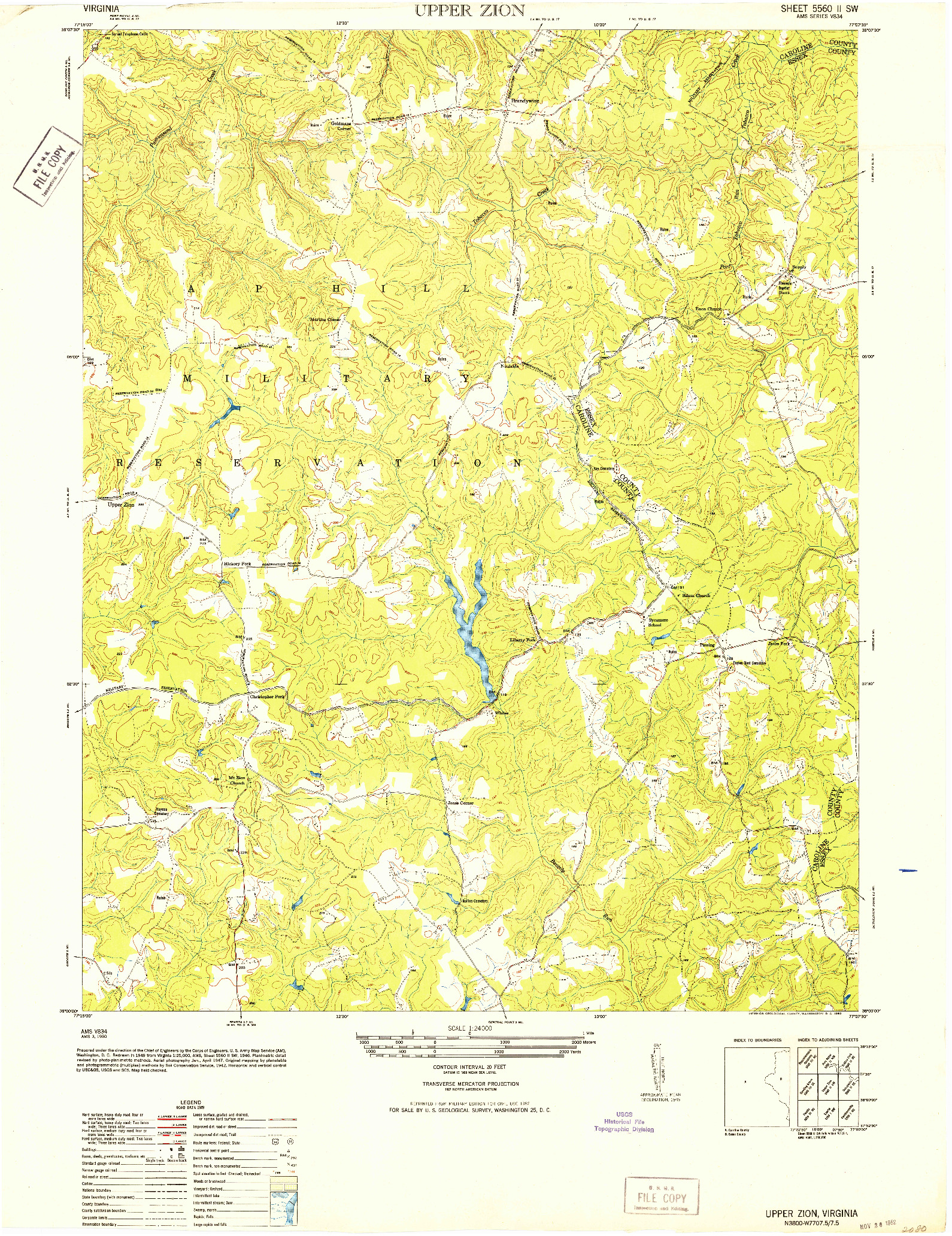 USGS 1:24000-SCALE QUADRANGLE FOR UPPER ZION, VA 1952