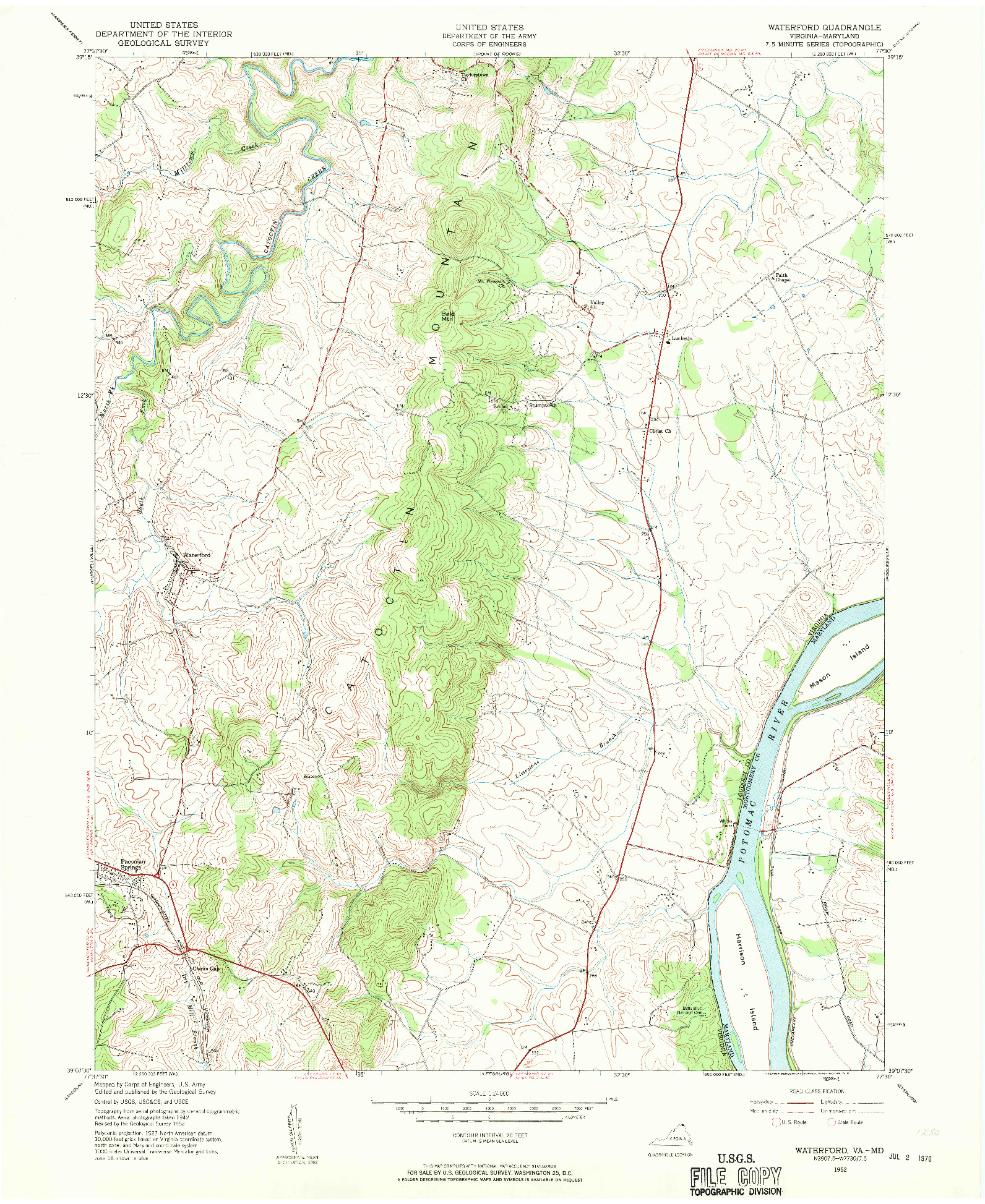 USGS 1:24000-SCALE QUADRANGLE FOR WATERFORD, VA 1952