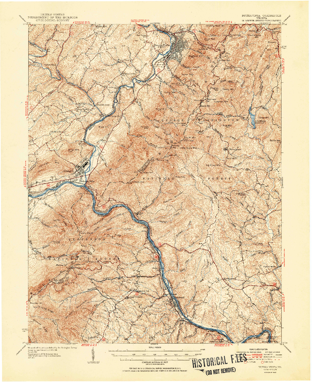 USGS 1:62500-SCALE QUADRANGLE FOR BUENA VISTA, VA 1952