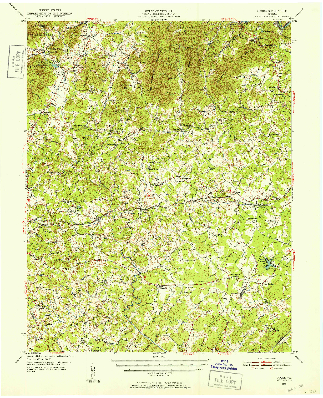 USGS 1:62500-SCALE QUADRANGLE FOR GOODE, VA 1950