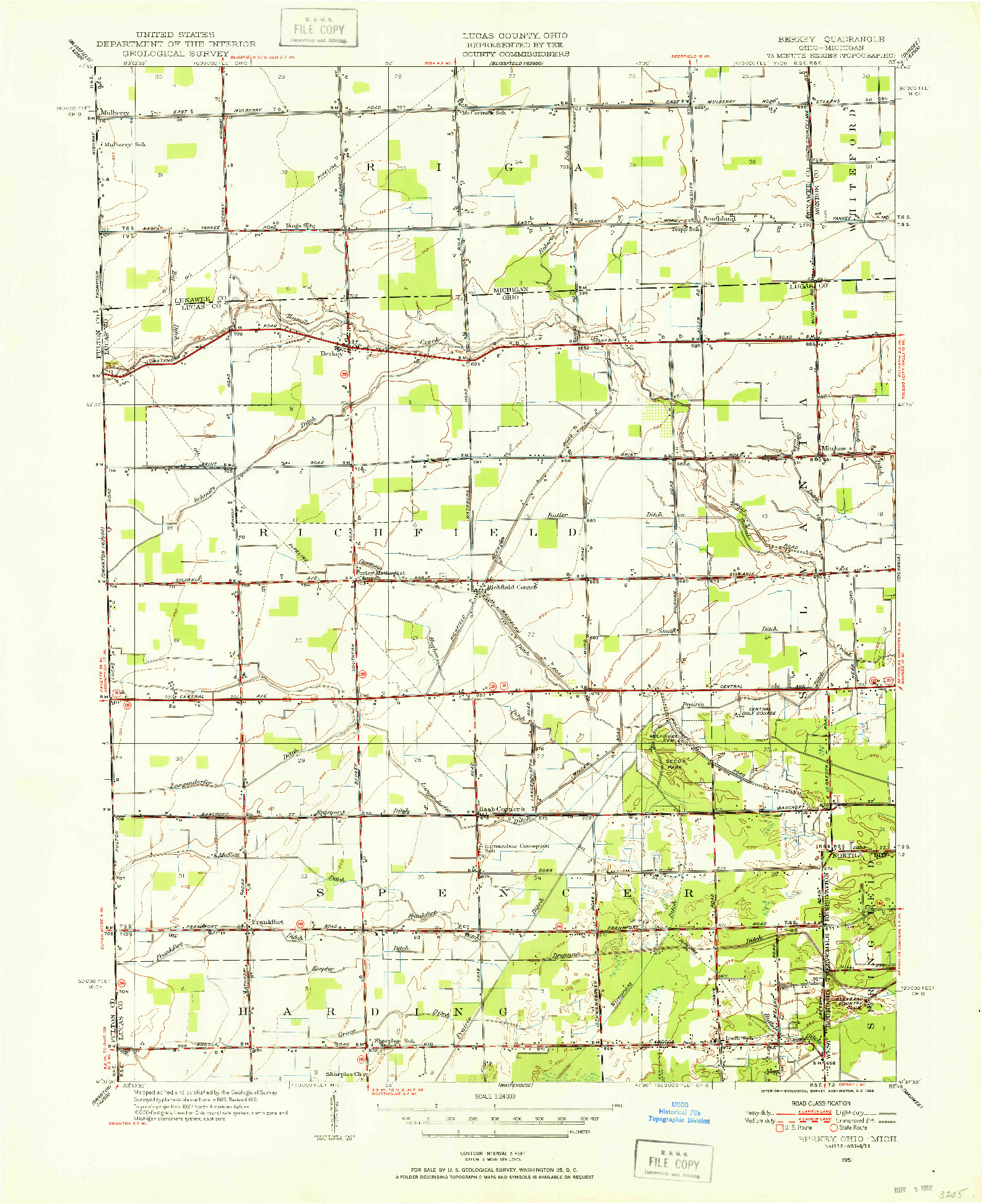 USGS 1:24000-SCALE QUADRANGLE FOR BERKEY, OH 1951