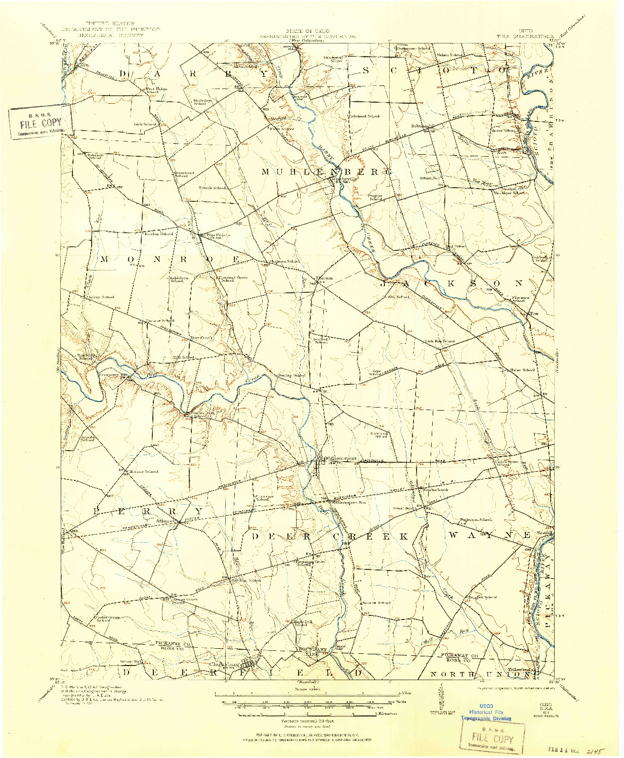 USGS 1:62500-SCALE QUADRANGLE FOR ERA, OH 1911