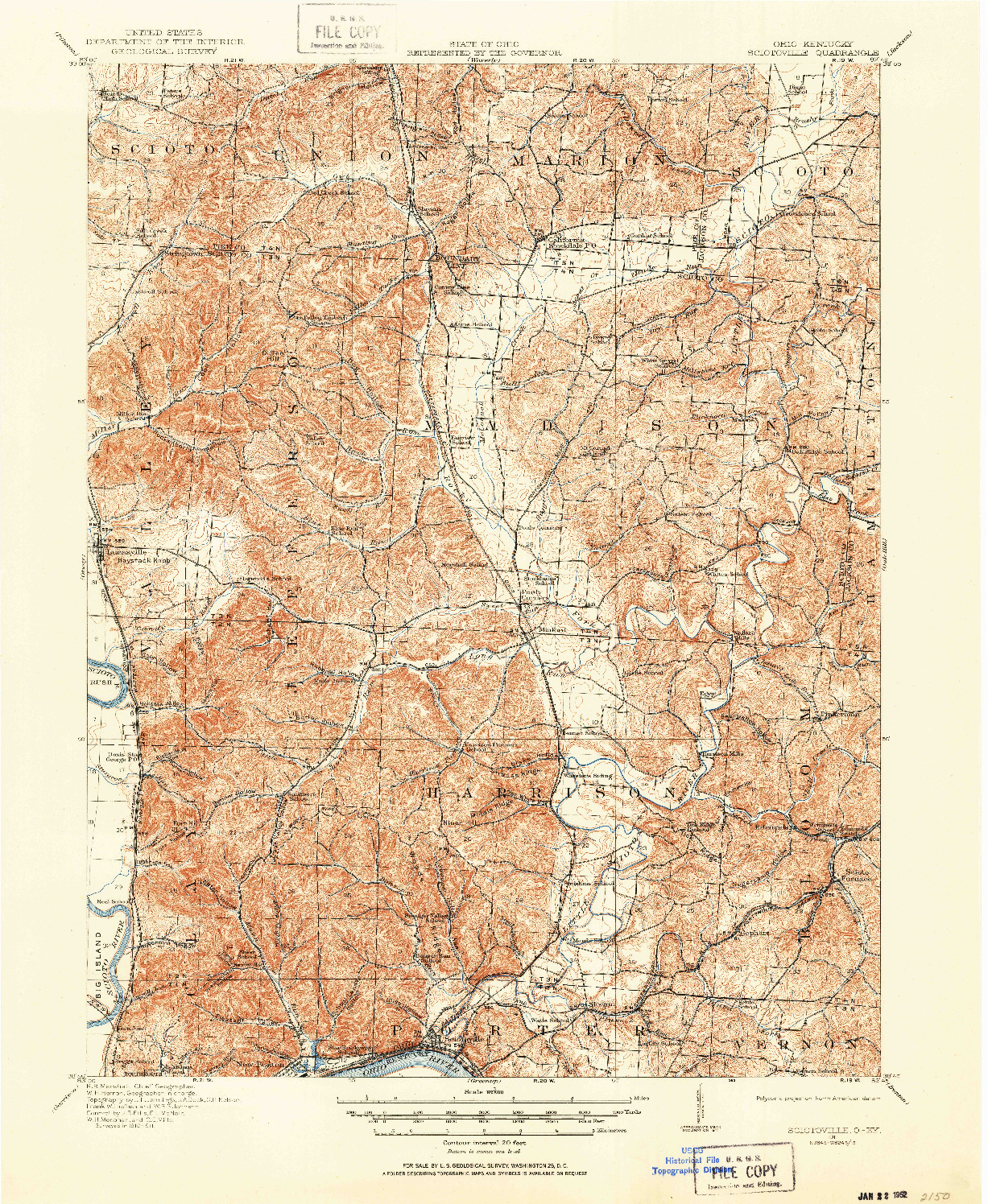USGS 1:62500-SCALE QUADRANGLE FOR SCIOTOVILLE, OH 1911