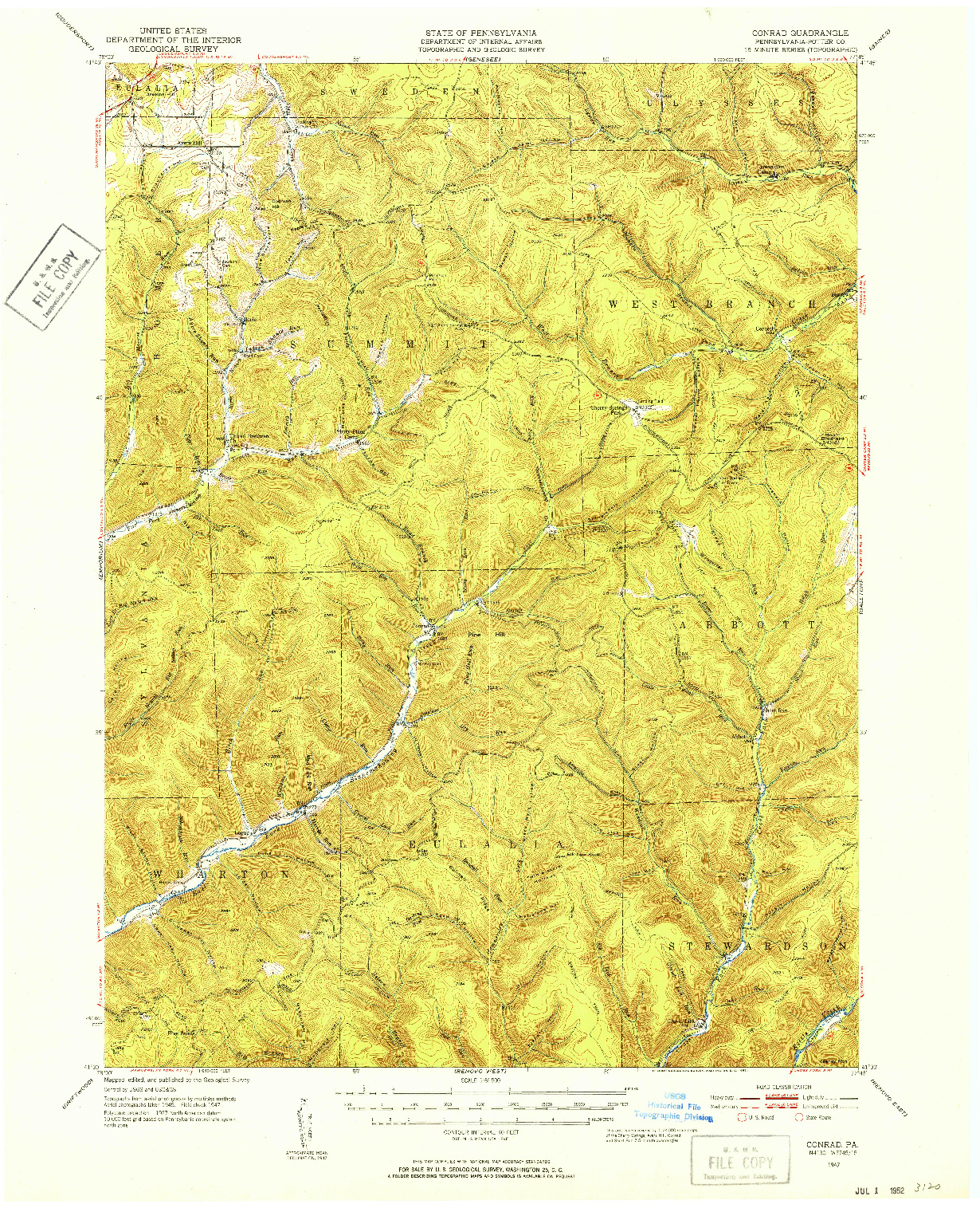 USGS 1:62500-SCALE QUADRANGLE FOR CONRAD, PA 1947