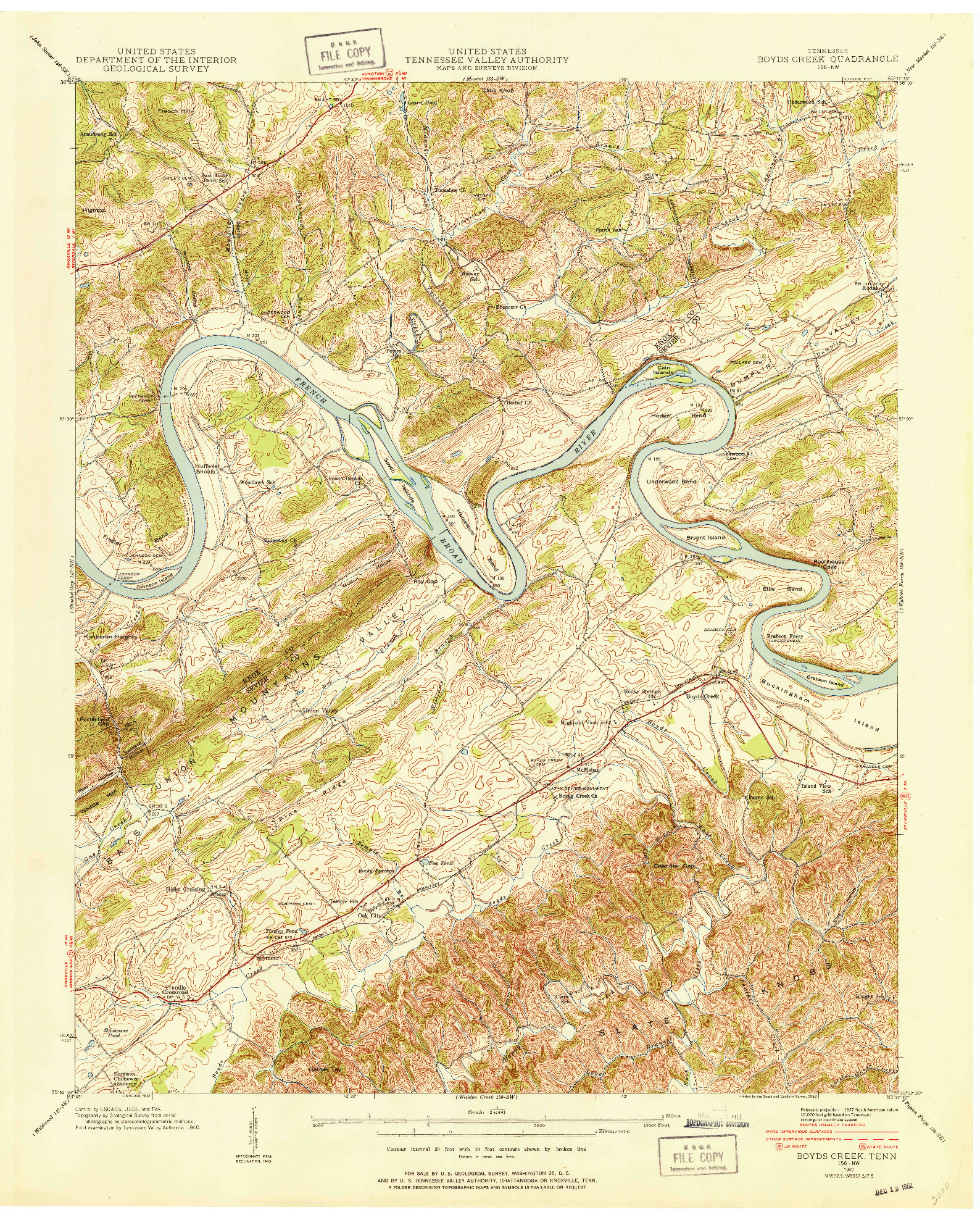 USGS 1:24000-SCALE QUADRANGLE FOR BOYDS CREEK, TN 1940
