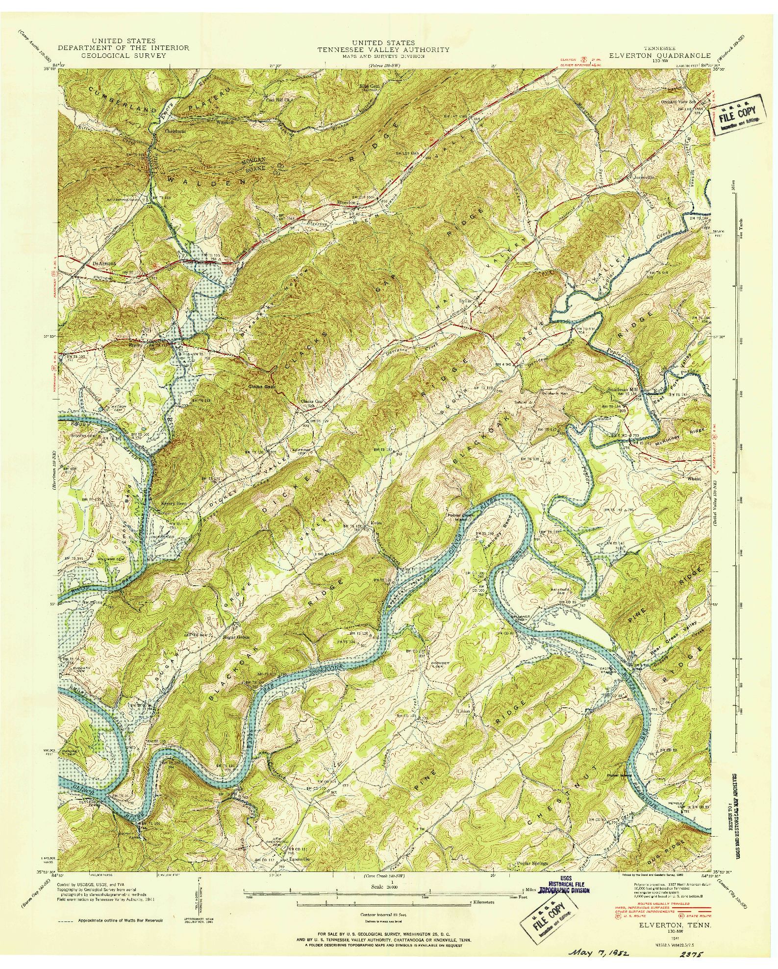 USGS 1:24000-SCALE QUADRANGLE FOR ELVERTON, TN 1941