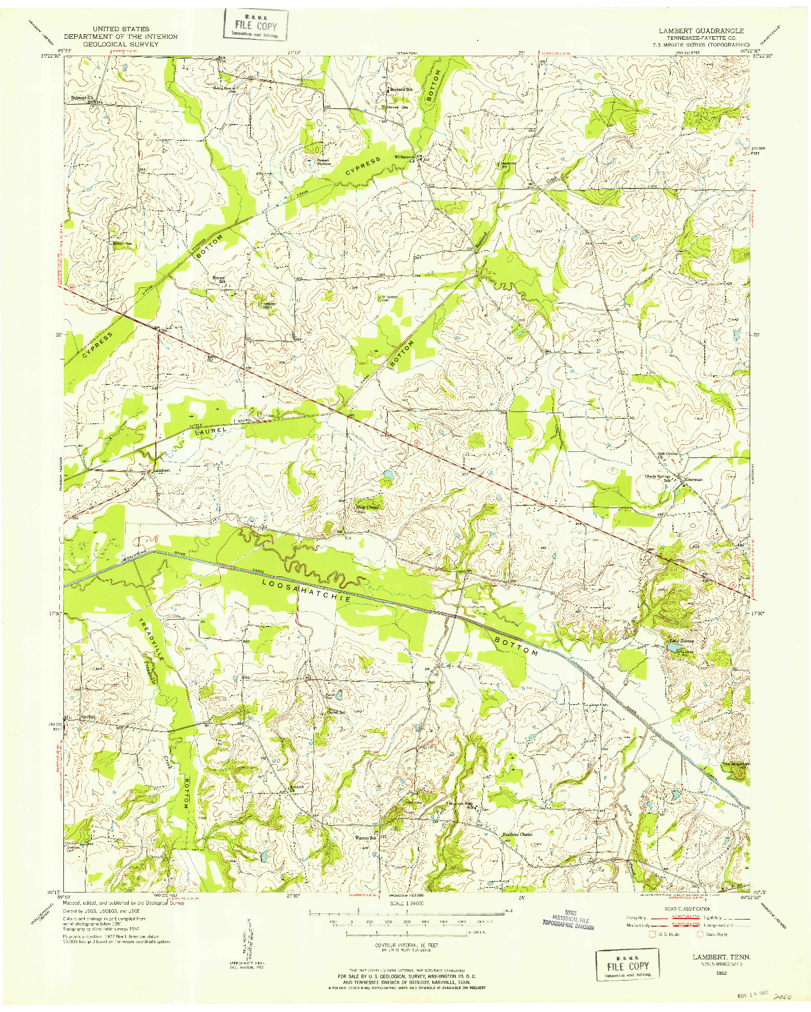 USGS 1:24000-SCALE QUADRANGLE FOR LAMBERT, TN 1952