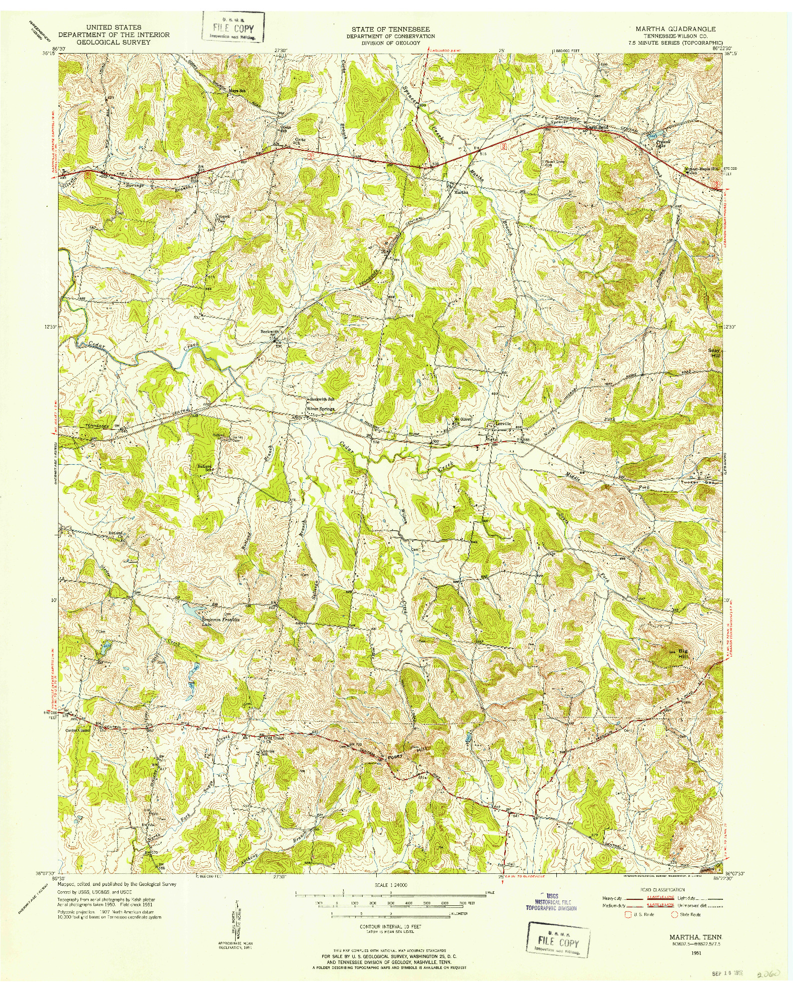 USGS 1:24000-SCALE QUADRANGLE FOR MARTHA, TN 1951