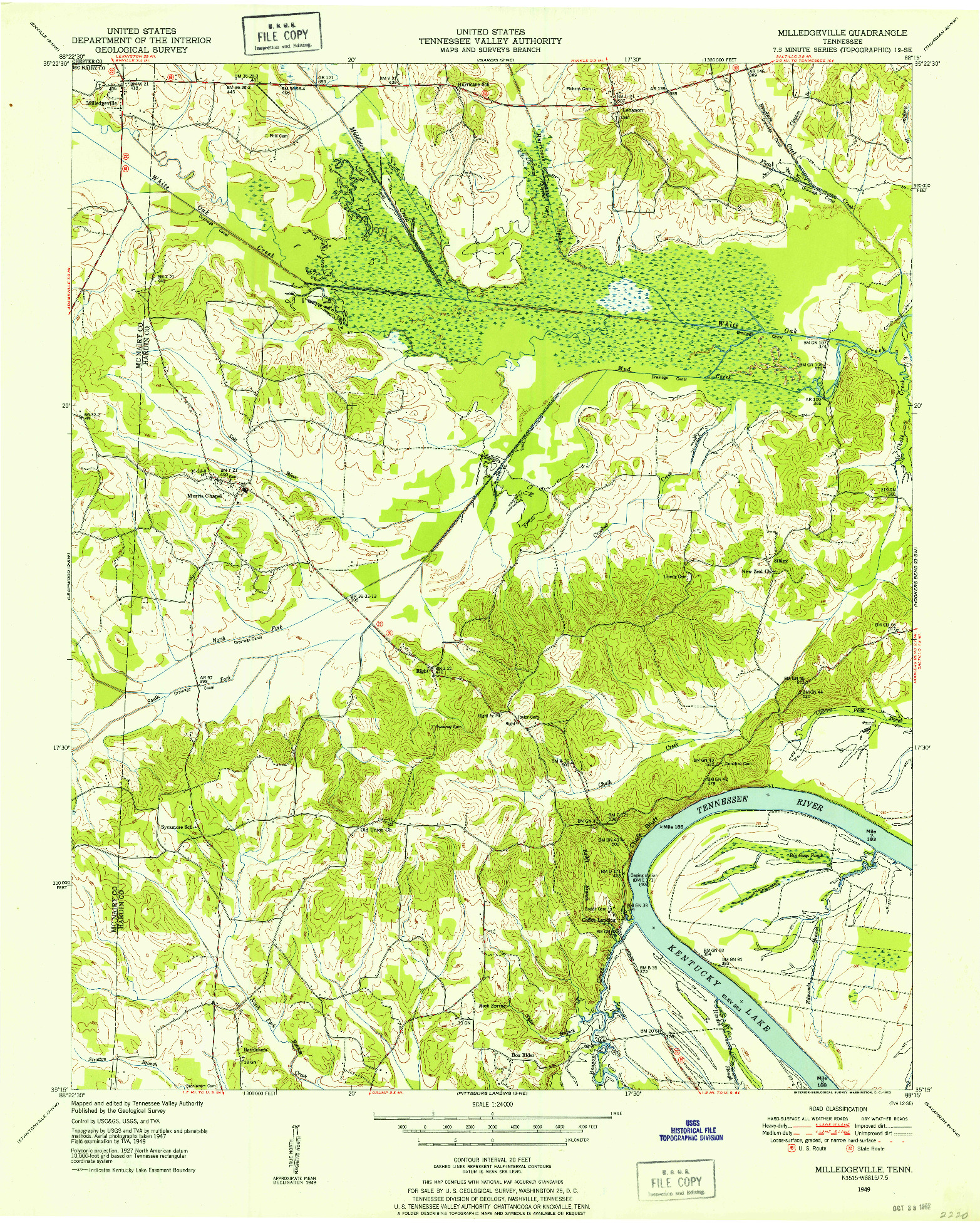 USGS 1:24000-SCALE QUADRANGLE FOR MILLEDGEVILLE, TN 1949