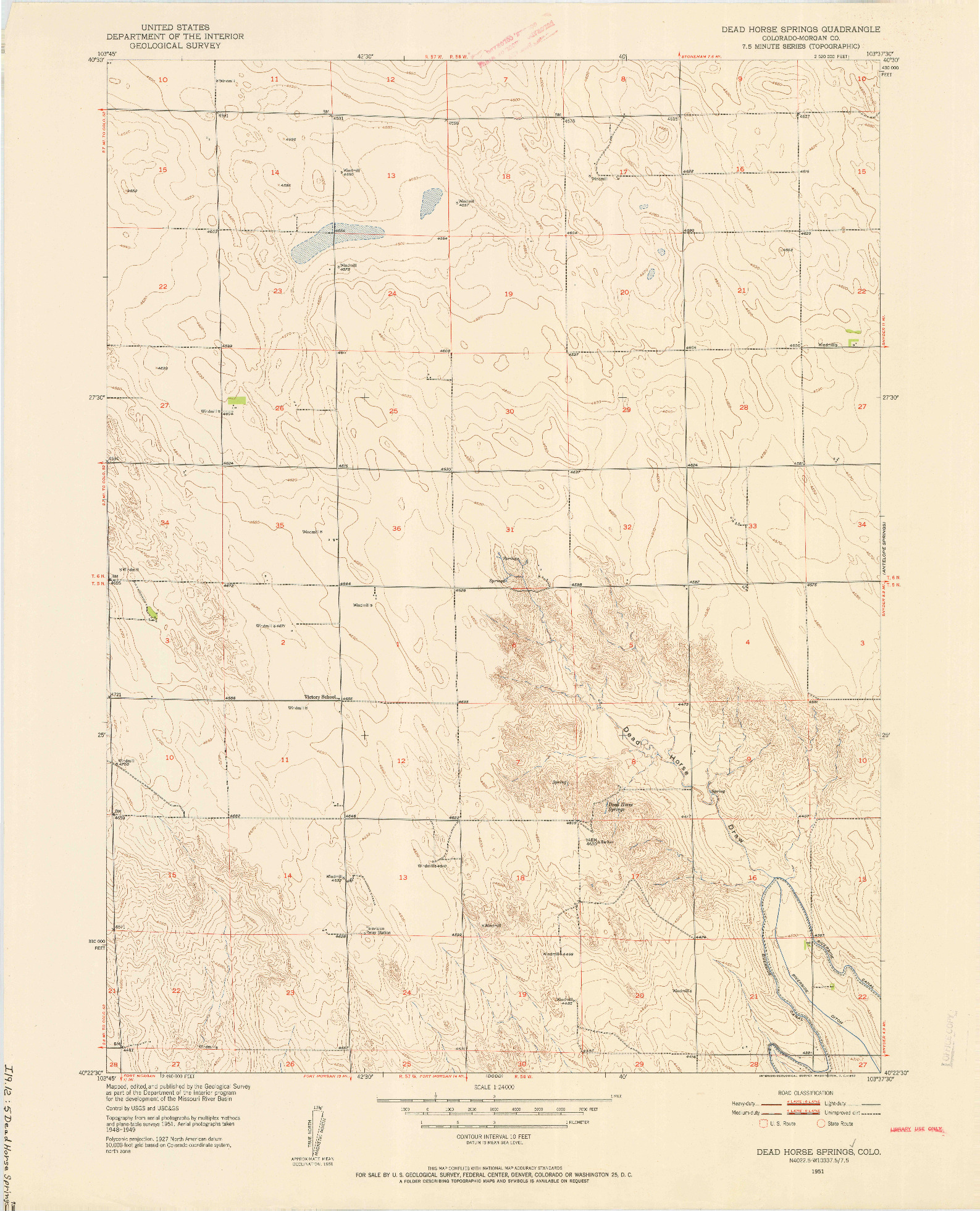 USGS 1:24000-SCALE QUADRANGLE FOR DEAD HORSE SPRINGS, CO 1951