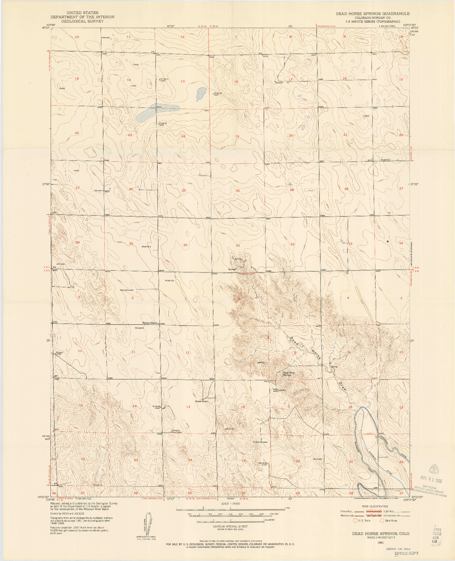 USGS 1:24000-SCALE QUADRANGLE FOR DEAD HORSE SPRINGS, CO 1951