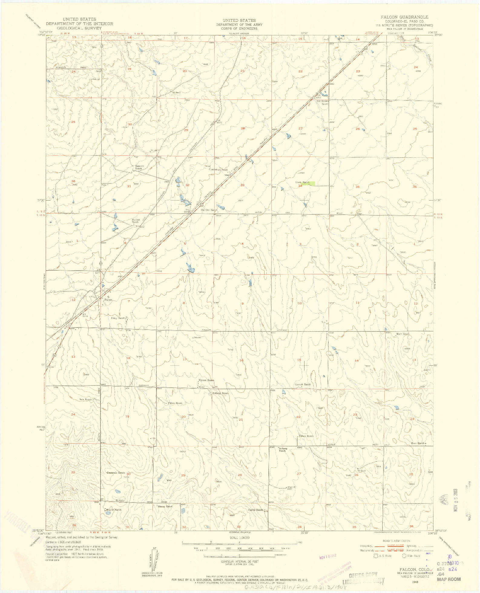 USGS 1:24000-SCALE QUADRANGLE FOR FALCON, CO 1948
