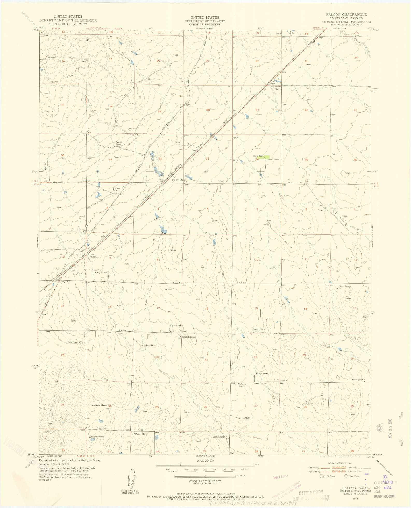 USGS 1:24000-SCALE QUADRANGLE FOR FALCON, CO 1948