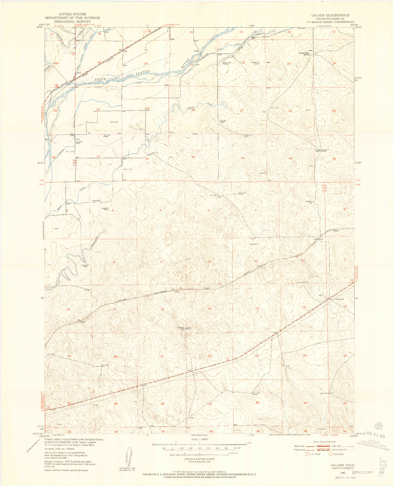 USGS 1:24000-SCALE QUADRANGLE FOR GALIEN, CO 1951