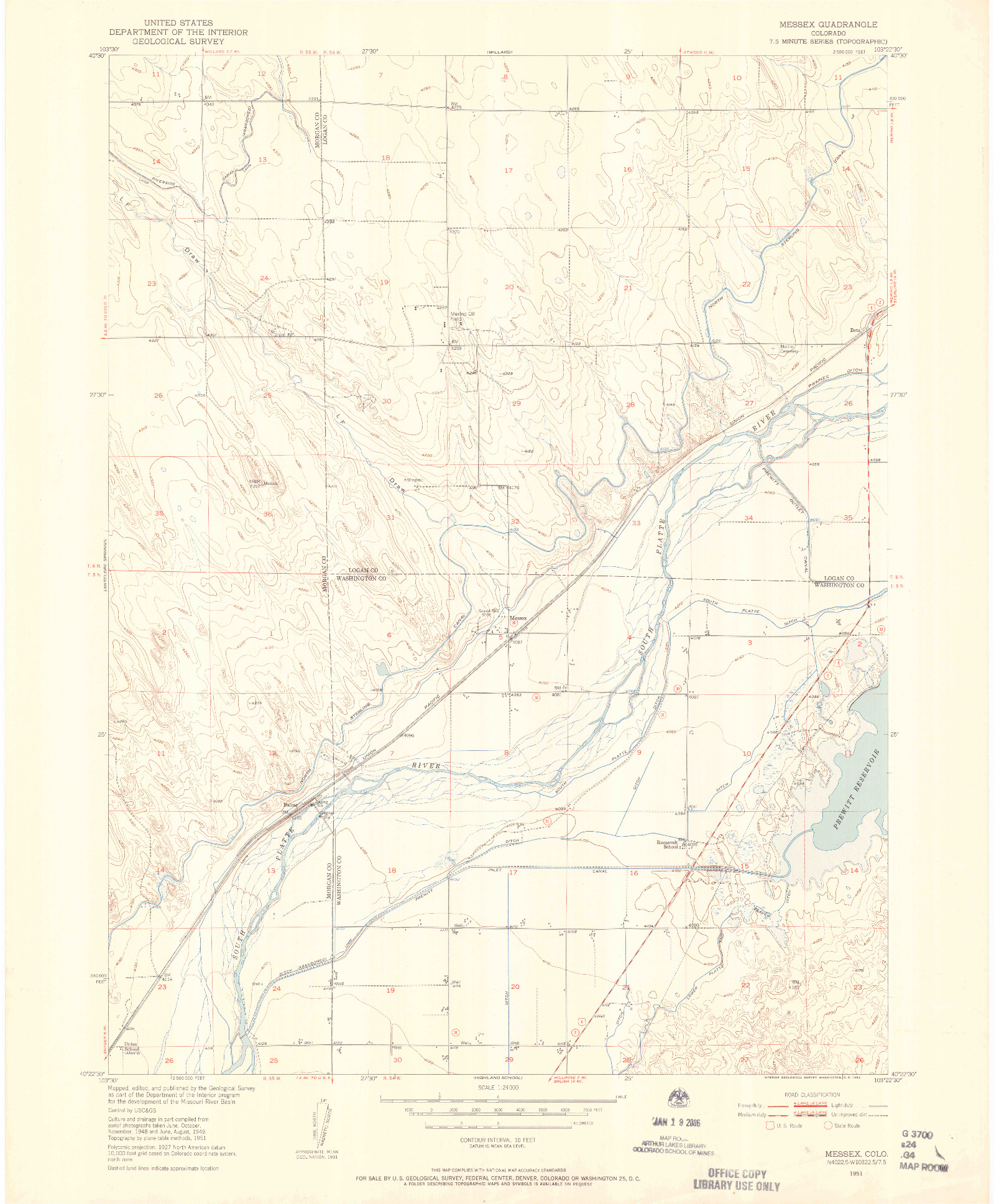 USGS 1:24000-SCALE QUADRANGLE FOR MESSEX, CO 1951