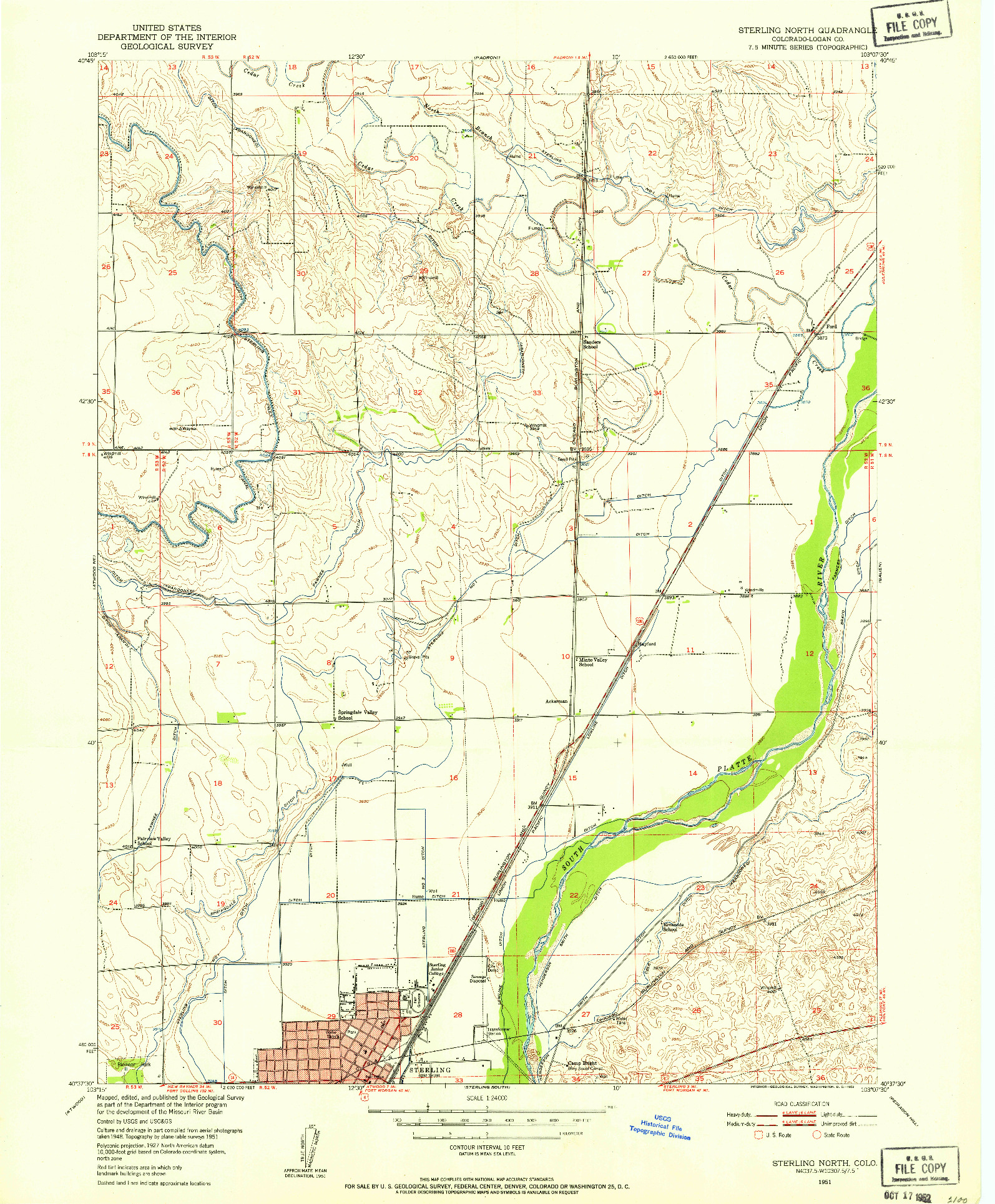 USGS 1:24000-SCALE QUADRANGLE FOR STERLING NORTH, CO 1951