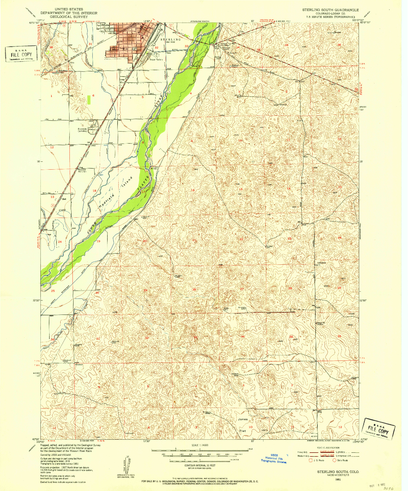 USGS 1:24000-SCALE QUADRANGLE FOR STERLING SOUTH, CO 1951