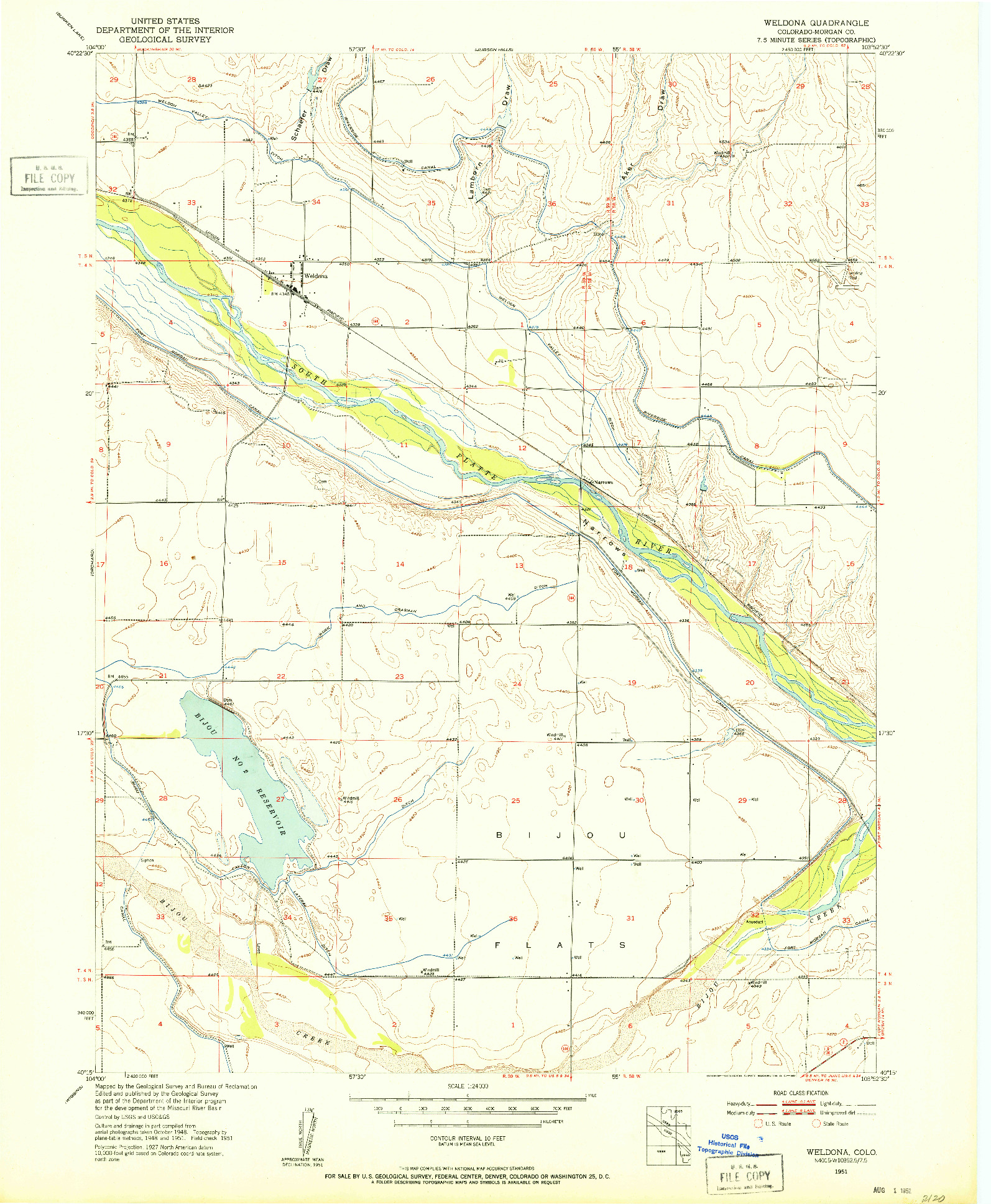USGS 1:24000-SCALE QUADRANGLE FOR WELDONA, CO 1951