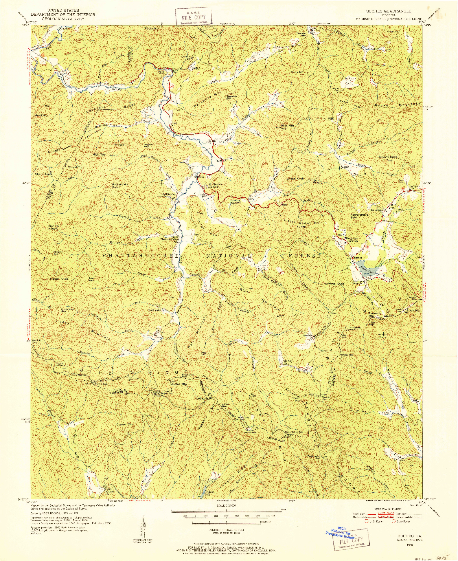 USGS 1:24000-SCALE QUADRANGLE FOR SUCHES, GA 1950