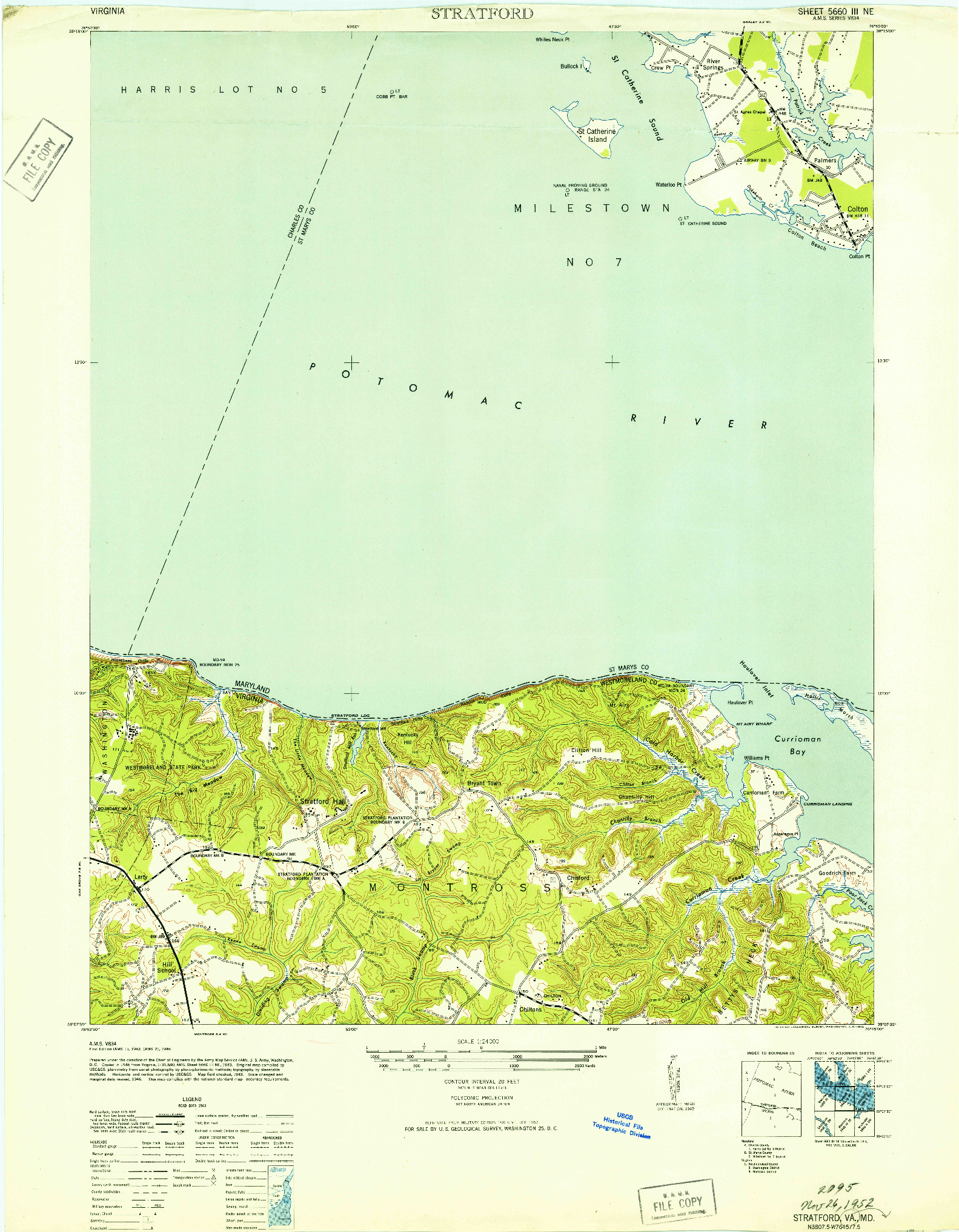 USGS 1:24000-SCALE QUADRANGLE FOR STRATFORD, MD 1946