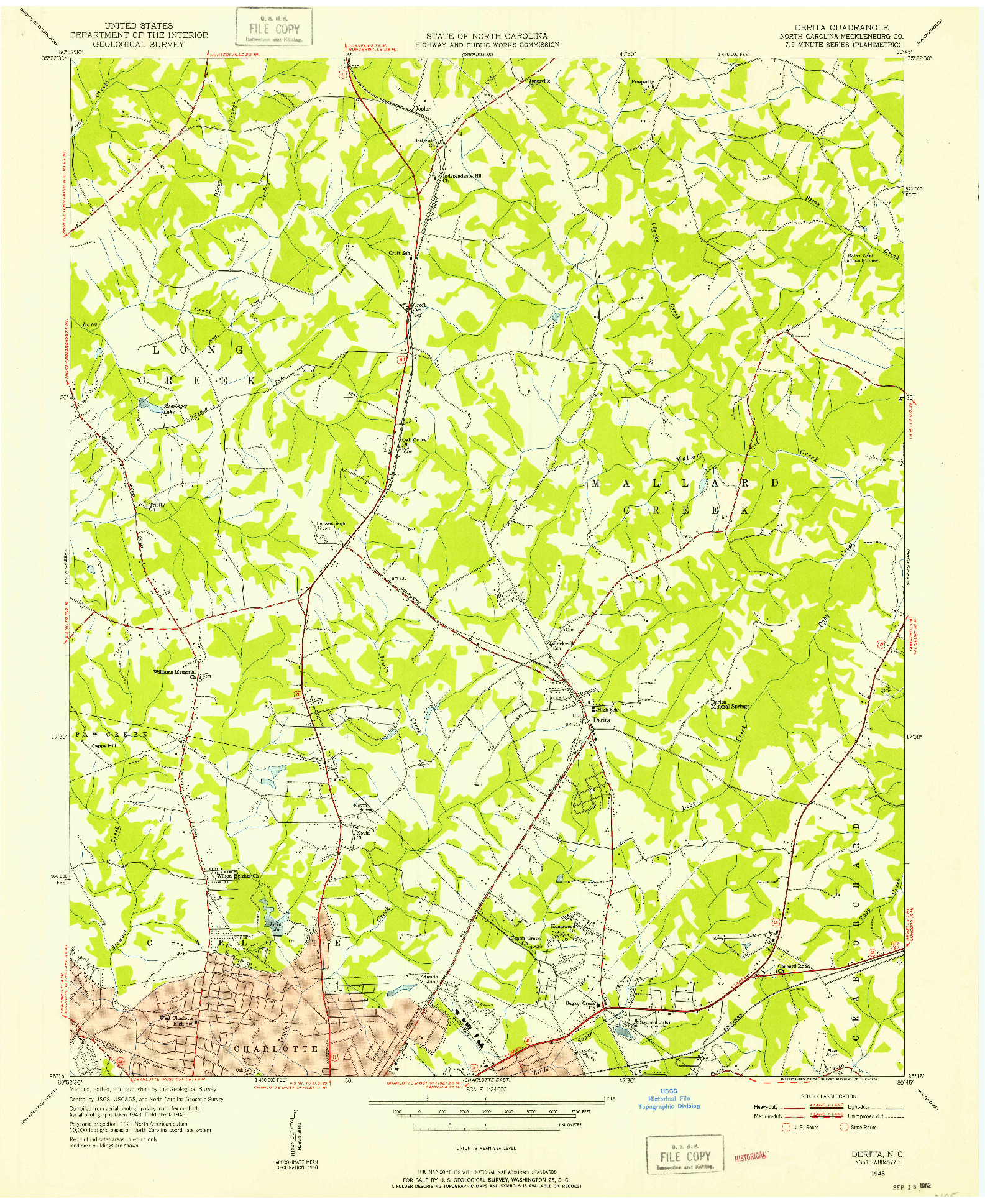 USGS 1:24000-SCALE QUADRANGLE FOR DERITA, NC 1948