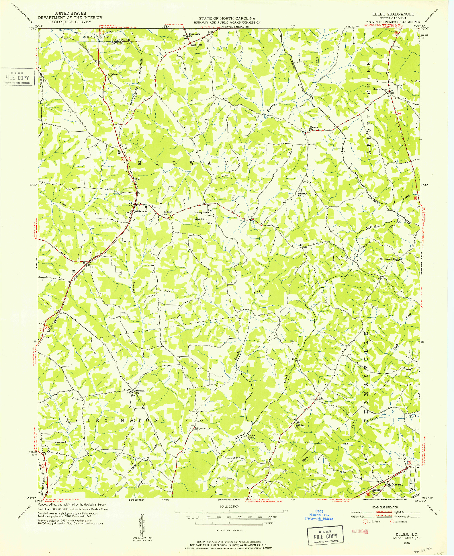 USGS 1:24000-SCALE QUADRANGLE FOR ELLER, NC 1949