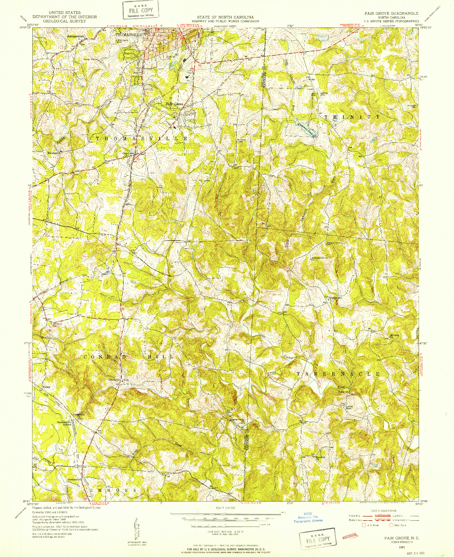 USGS 1:24000-SCALE QUADRANGLE FOR FAIR GROVE, NC 1951