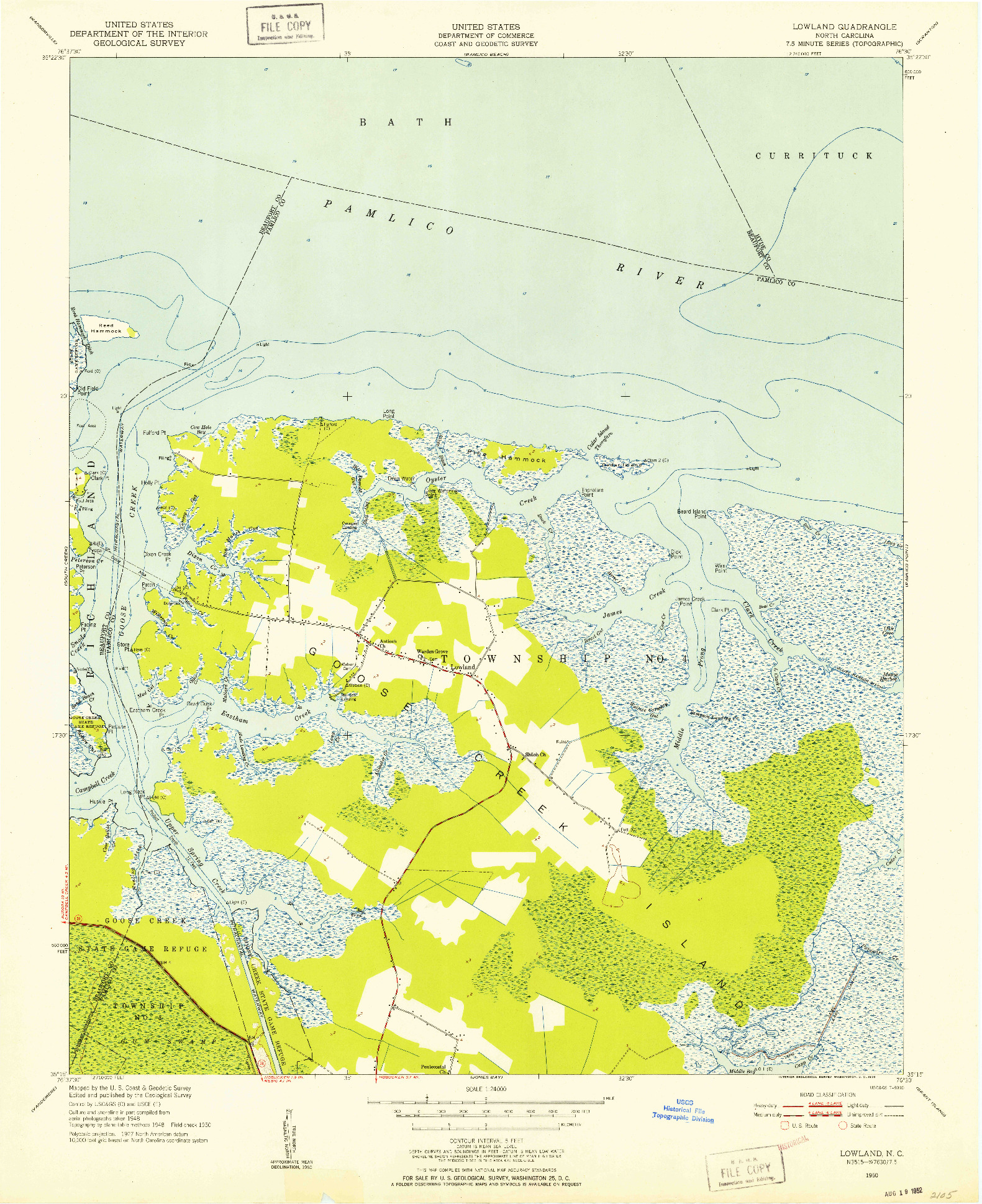 USGS 1:24000-SCALE QUADRANGLE FOR LOWLAND, NC 1950