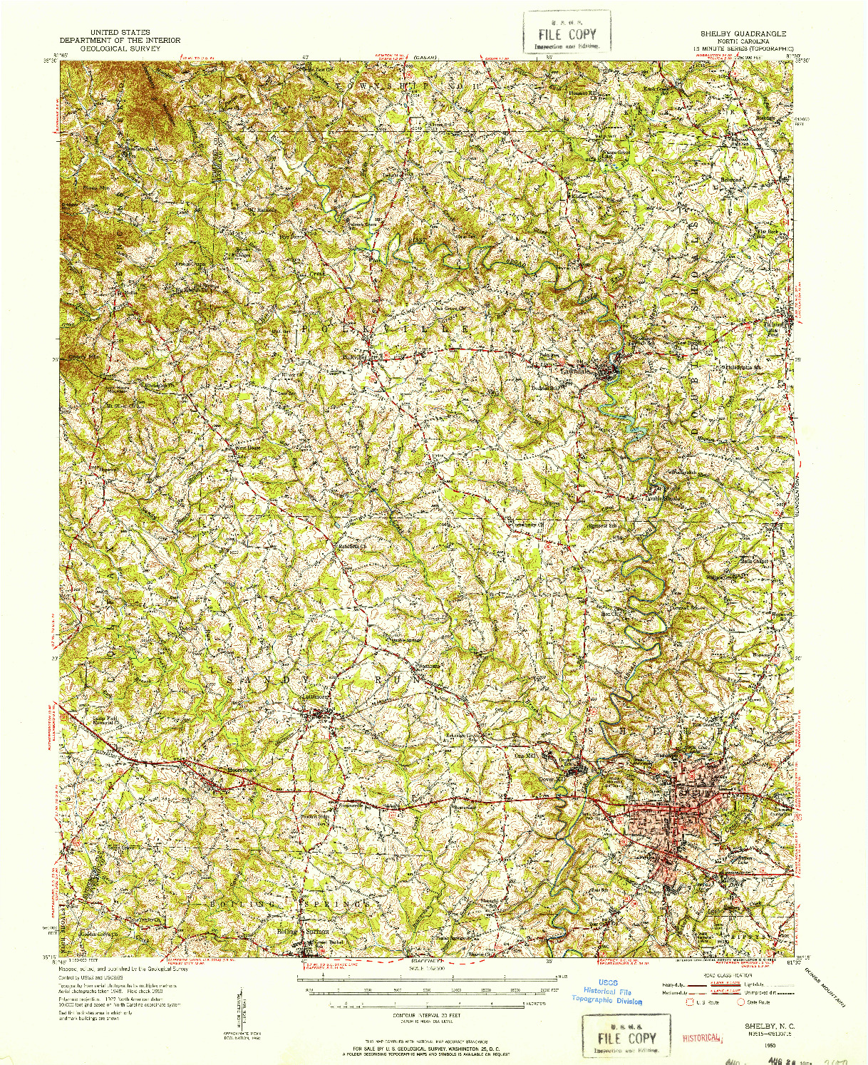 USGS 1:62500-SCALE QUADRANGLE FOR SHELBY, NC 1950