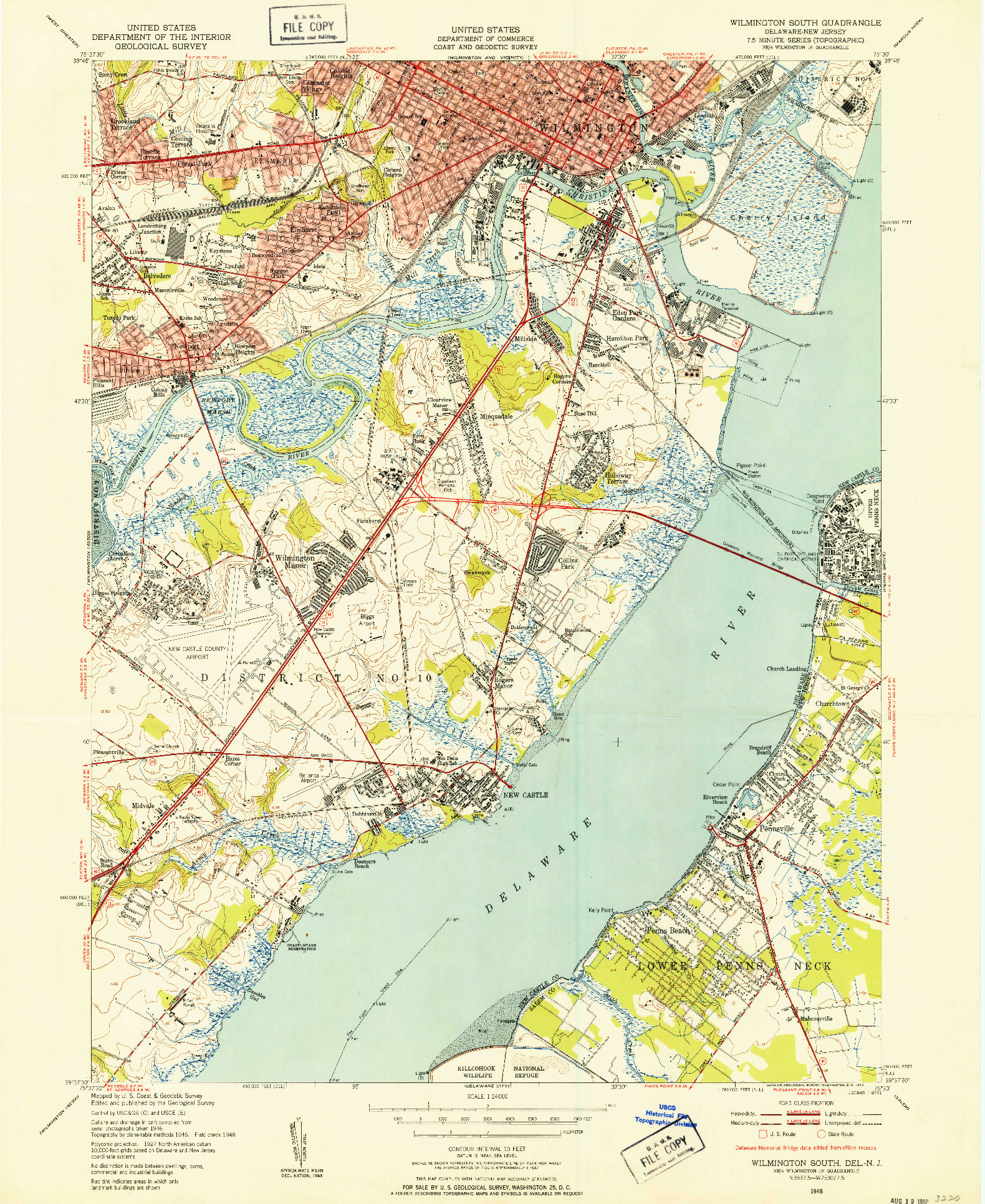 USGS 1:24000-SCALE QUADRANGLE FOR WILMINGTON SOUTH, DE 1948