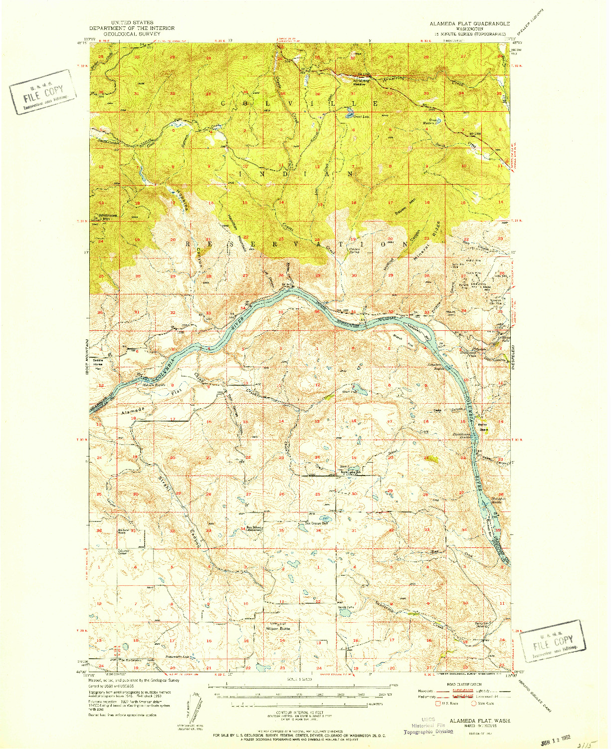 USGS 1:62500-SCALE QUADRANGLE FOR ALAMEDA FLAT, WA 1952