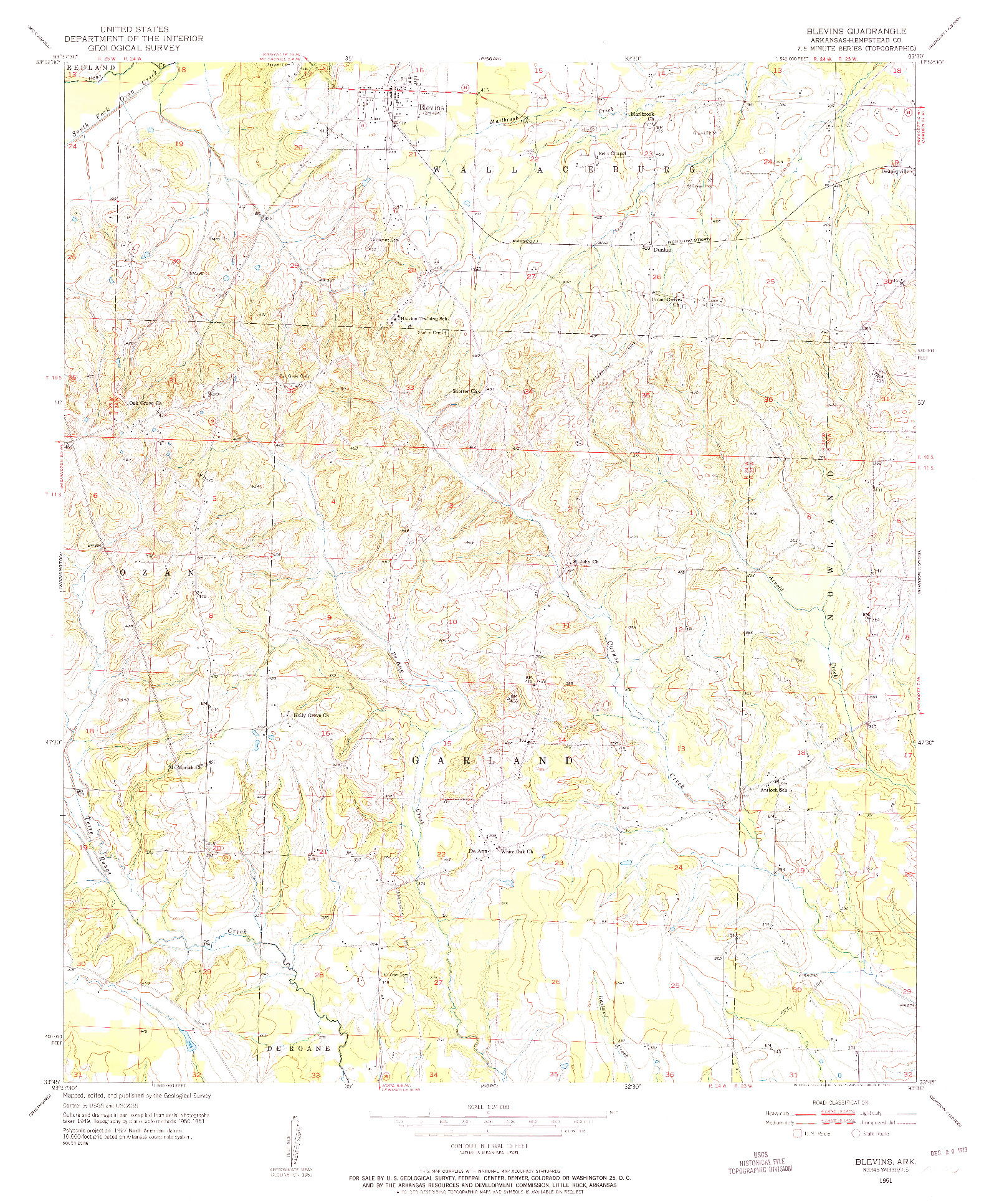USGS 1:24000-SCALE QUADRANGLE FOR BLEVINS, AR 1951