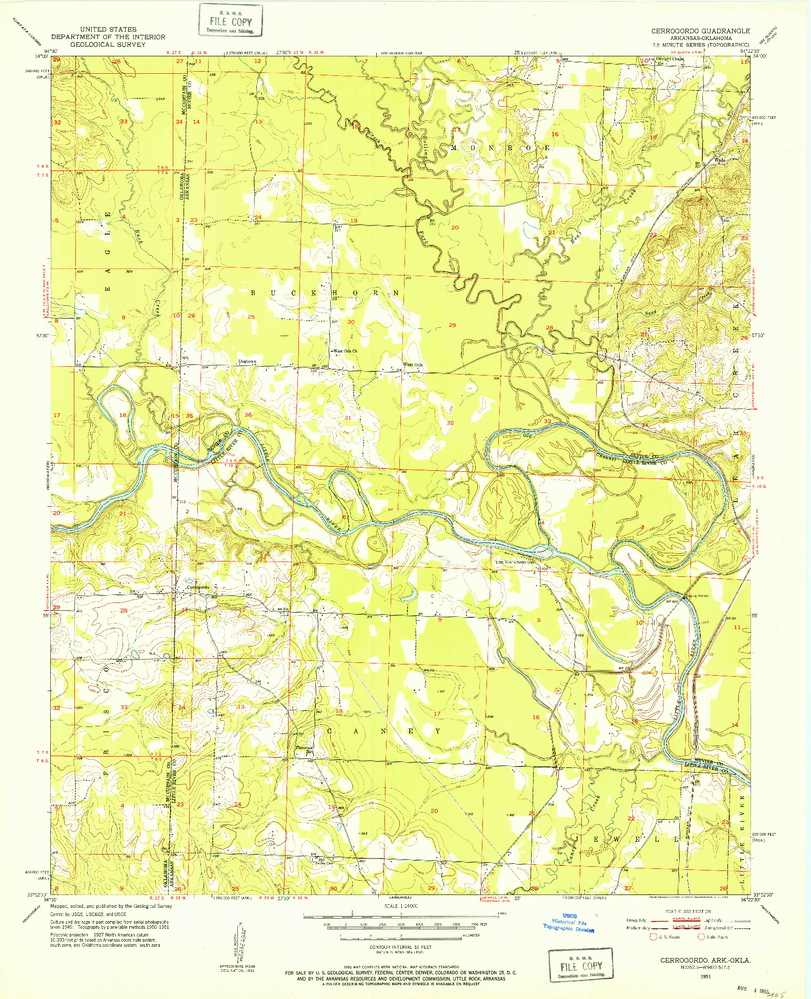 USGS 1:24000-SCALE QUADRANGLE FOR CERROGORDO, AR 1951