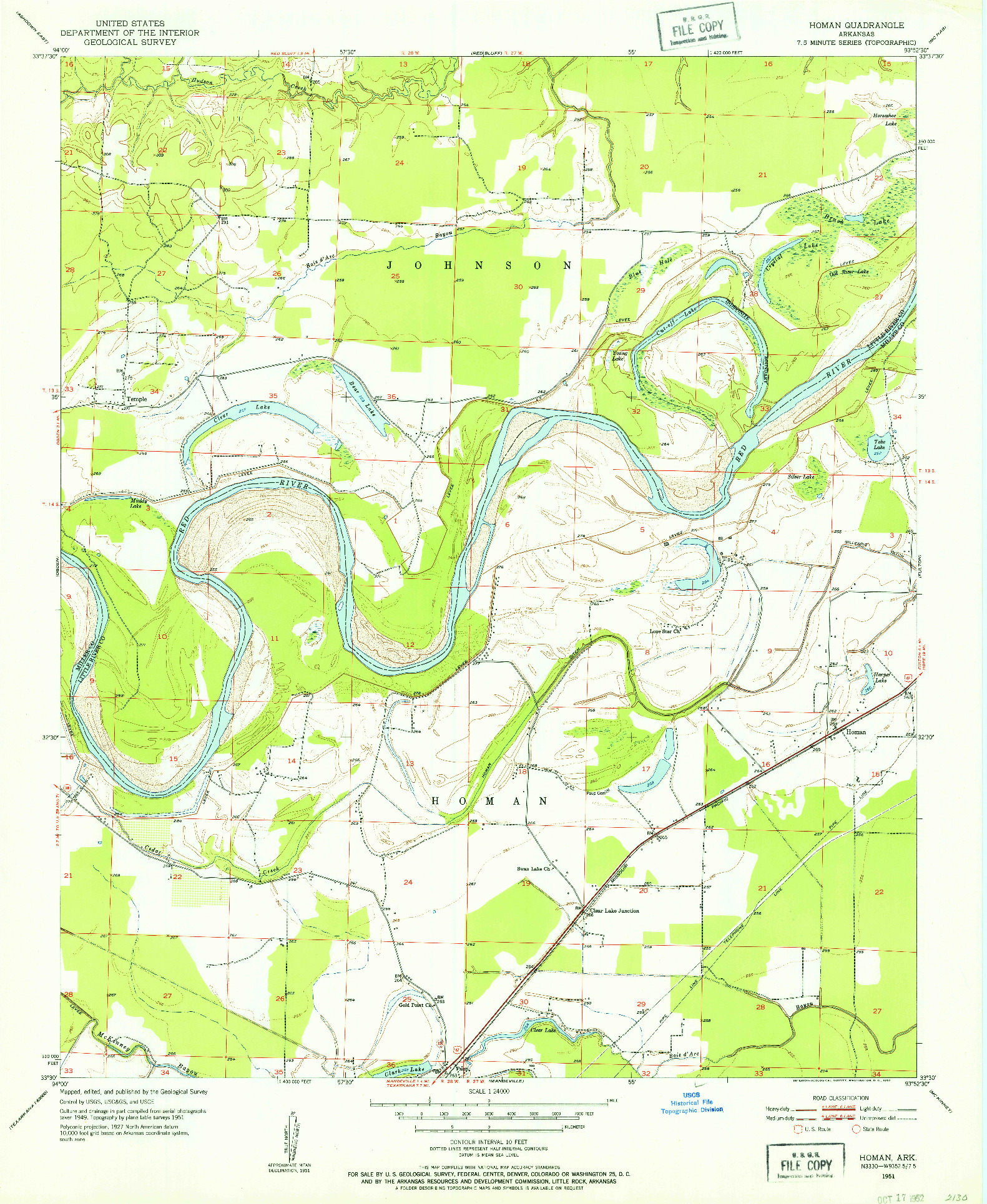 USGS 1:24000-SCALE QUADRANGLE FOR HOMAN, AR 1951