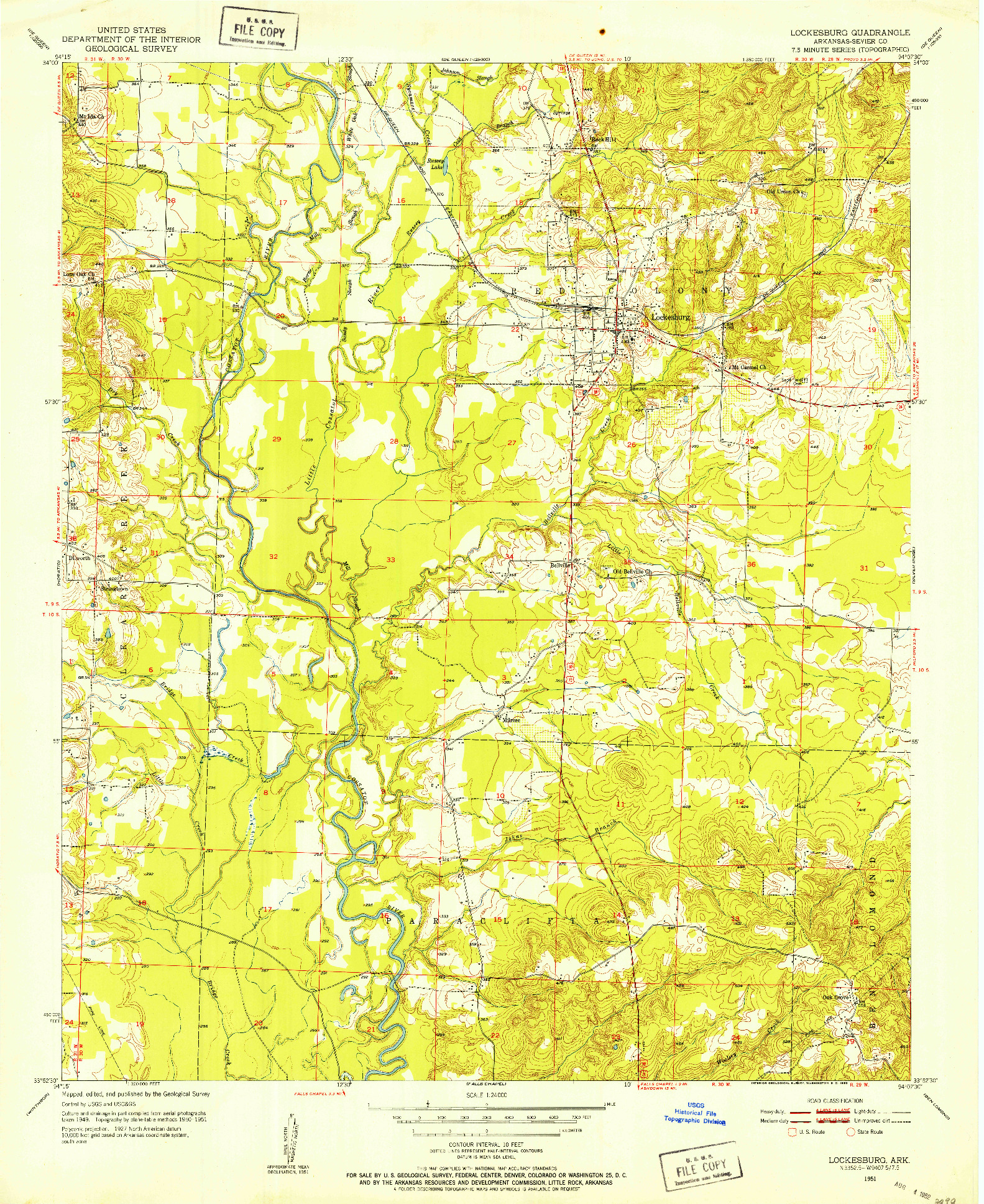 USGS 1:24000-SCALE QUADRANGLE FOR LOCKESBURG, AR 1951