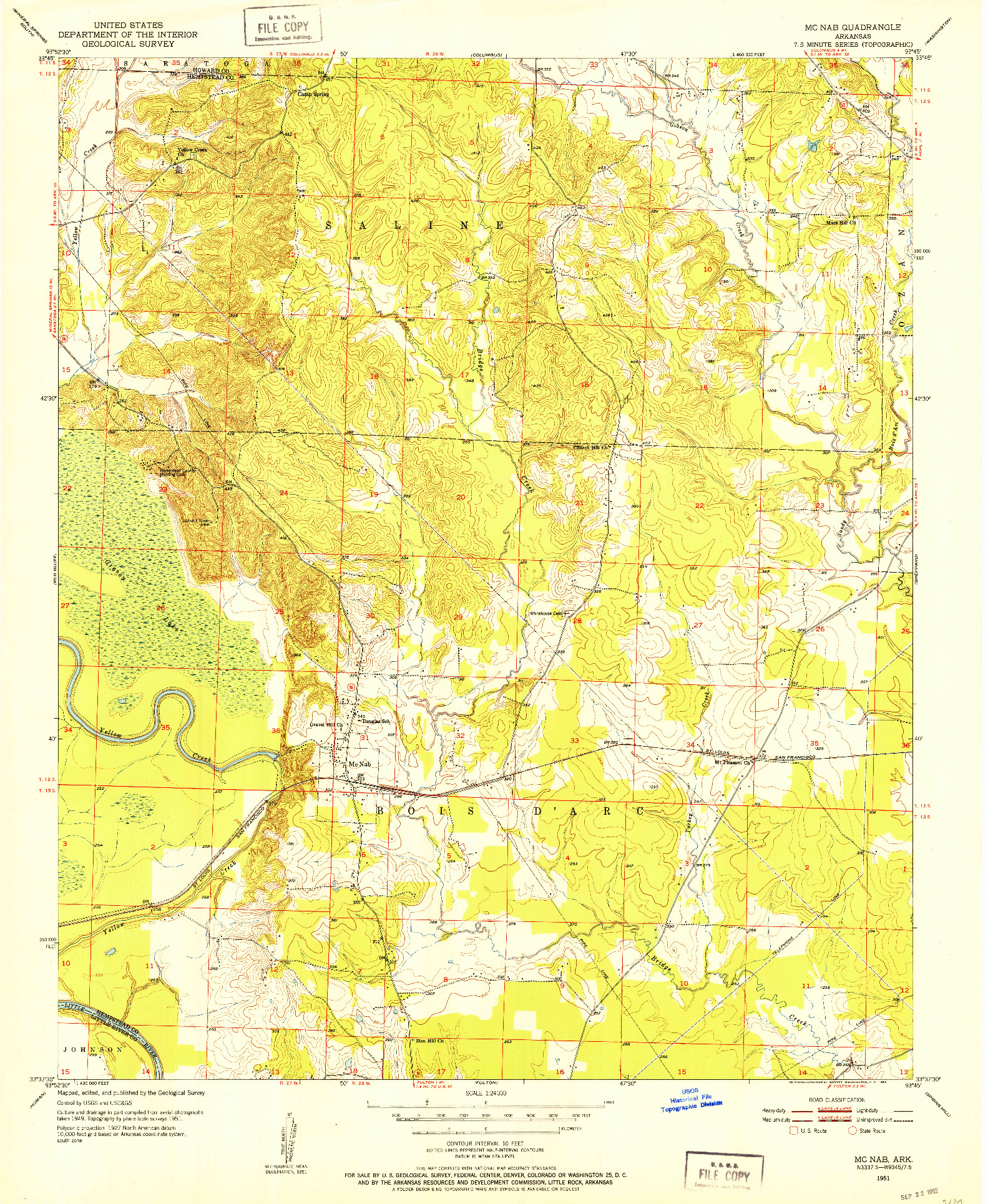 USGS 1:24000-SCALE QUADRANGLE FOR MC NAB, AR 1951