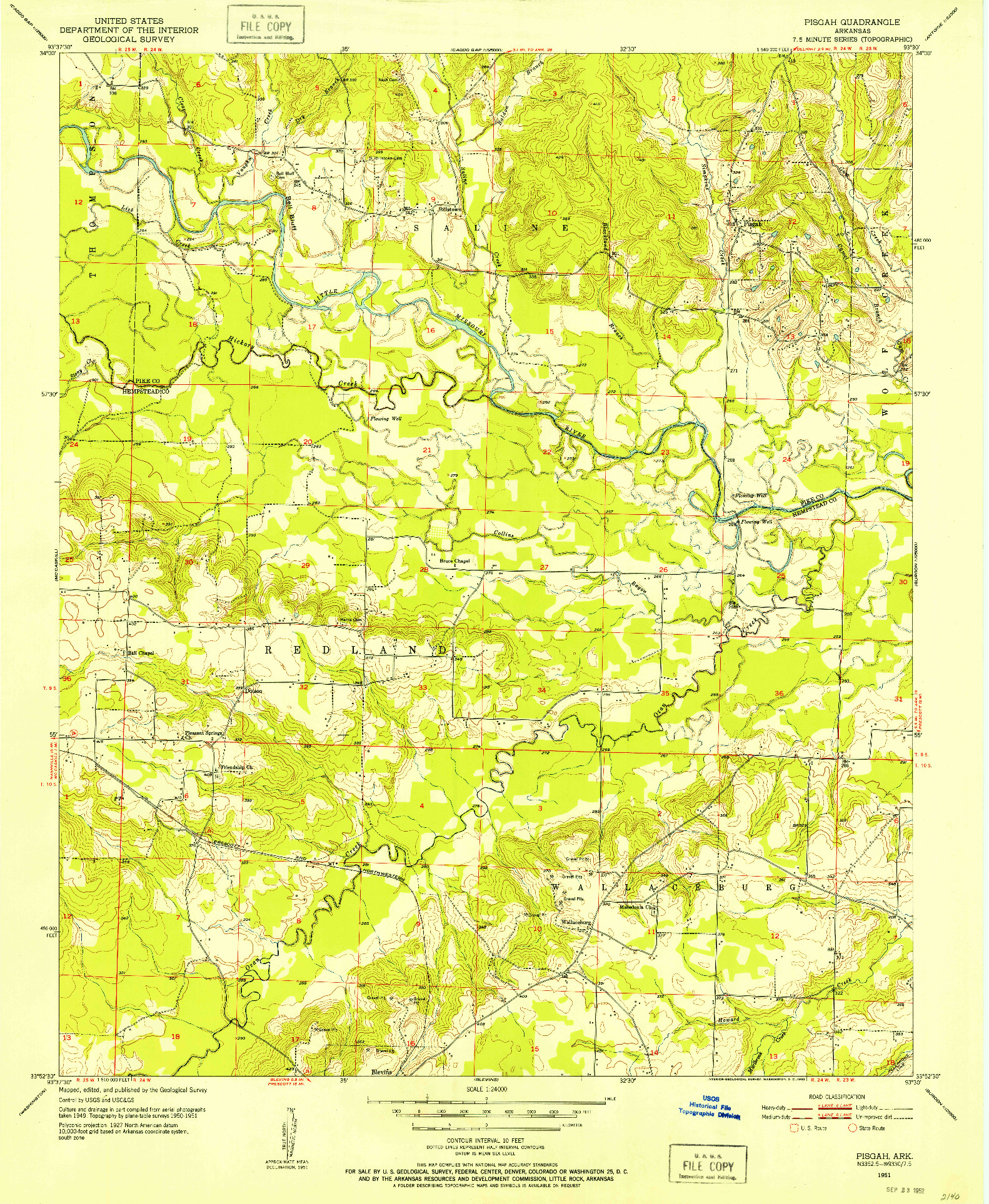 USGS 1:24000-SCALE QUADRANGLE FOR PISGAH, AR 1951